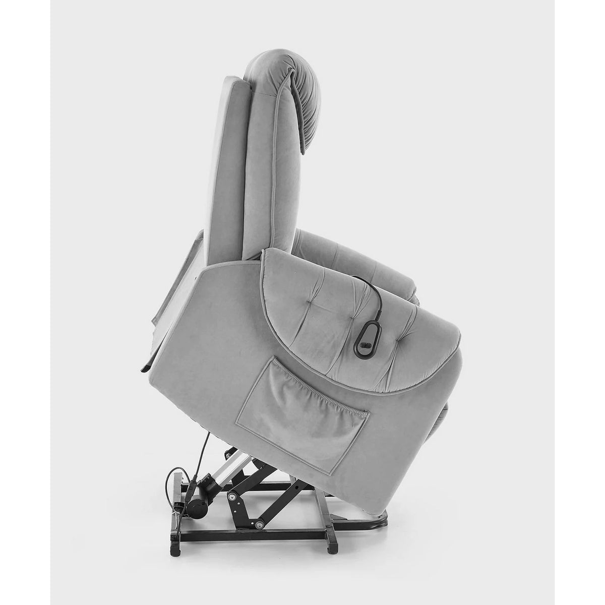Fotoliu recliner HORTON, stofa catifelata gri - Mavel 14, 80x97/158x90/105 cm
