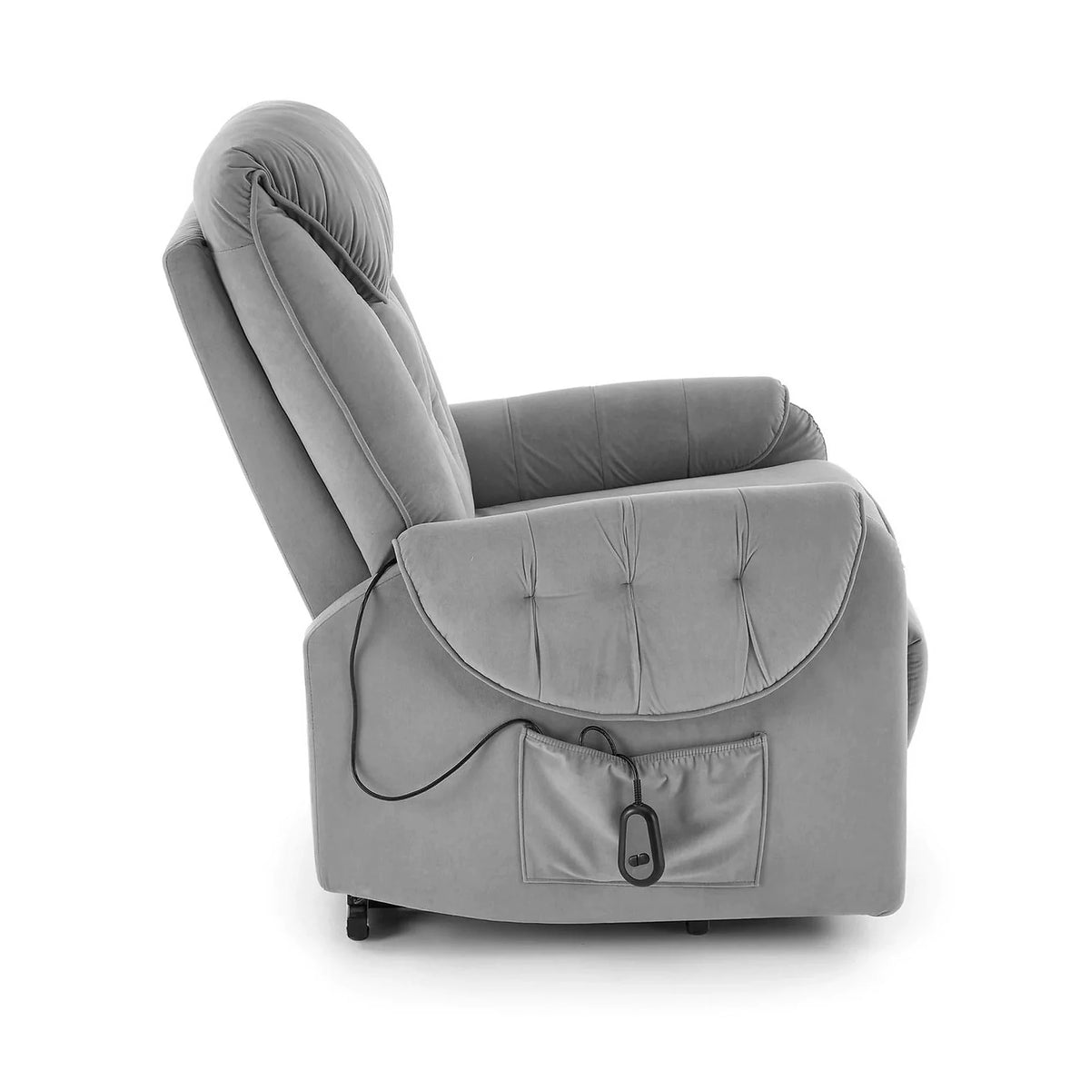 Fotoliu recliner HORTON, stofa catifelata gri - Mavel 14, 80x97/158x90/105 cm