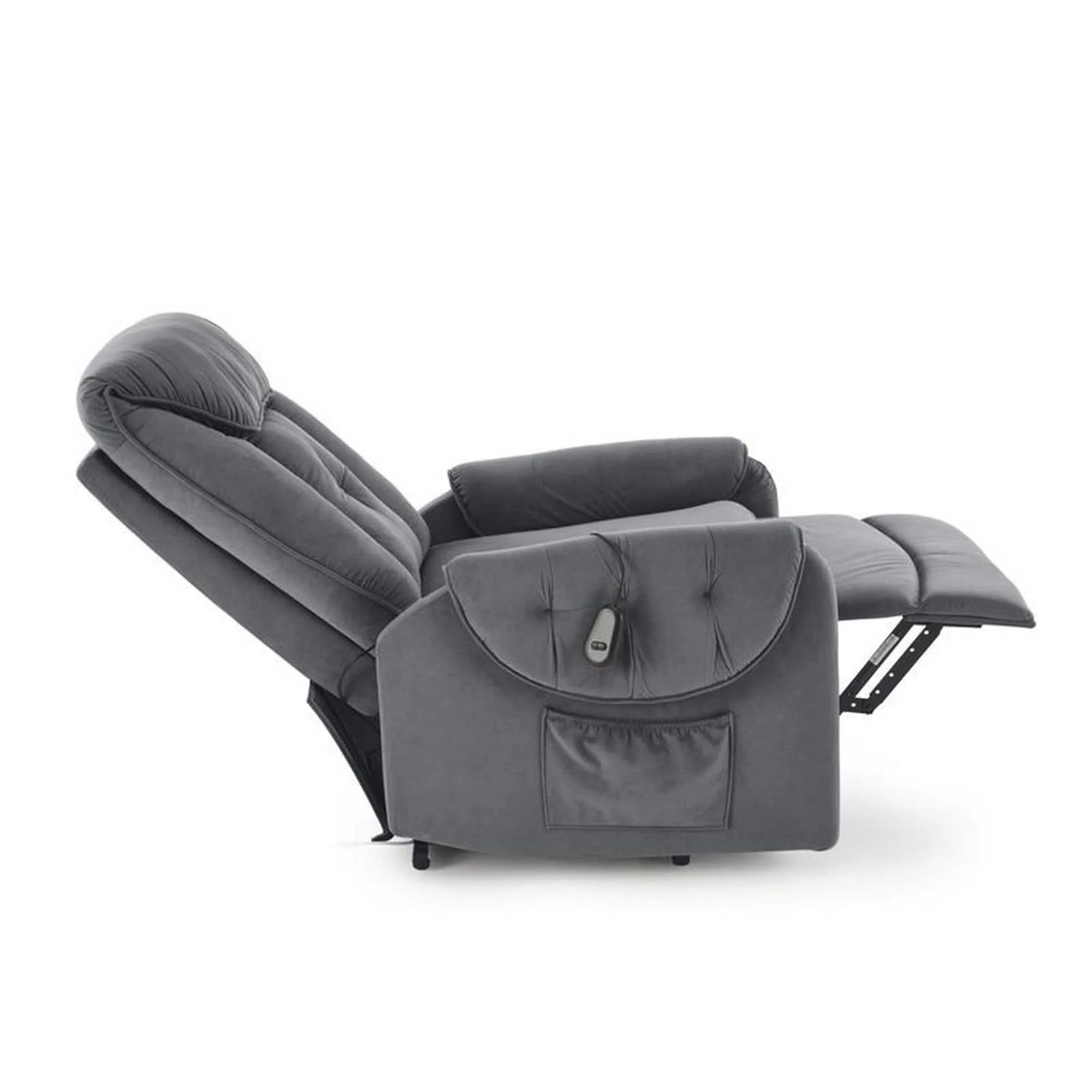 Fotoliu recliner HORTON, stofa catifelata gri - Mavel 14, 80x97/158x90/105 cm