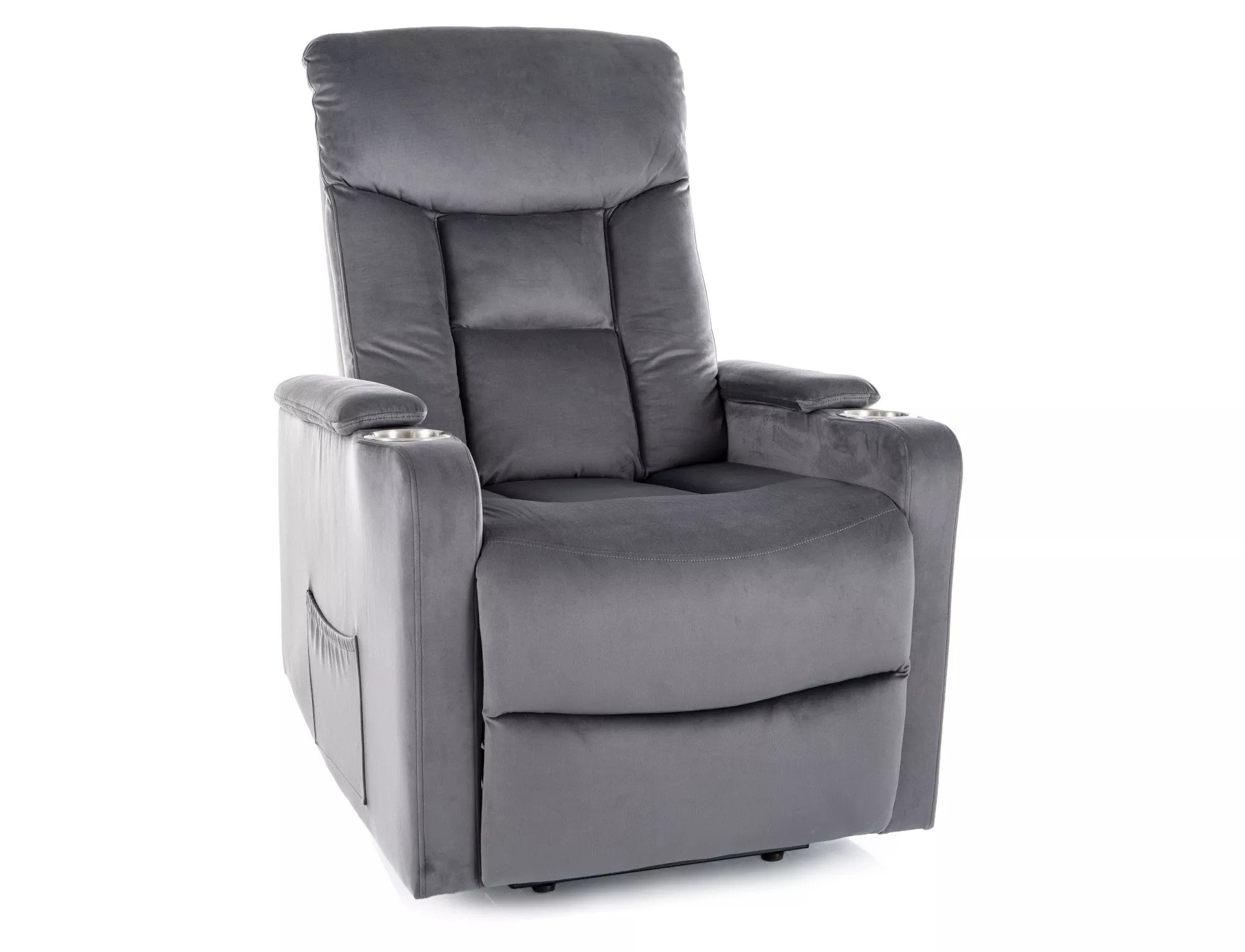 Fotoliu recliner IKAR, stofa catifelata gri - Bluvel 14, 77x92/163x108 cm