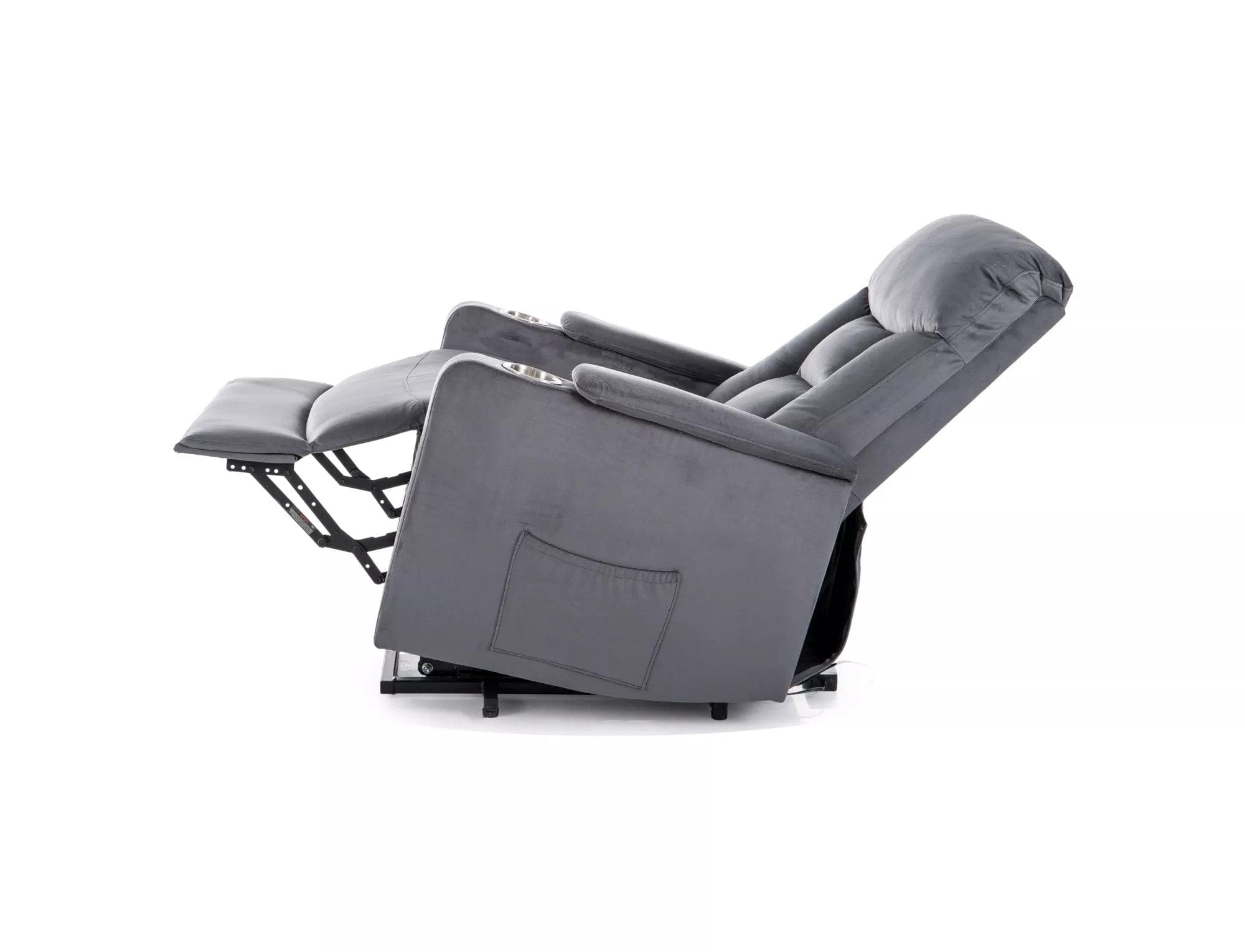 Fotoliu recliner IKAR, stofa catifelata gri - Bluvel 14, 77x92/163x108 cm