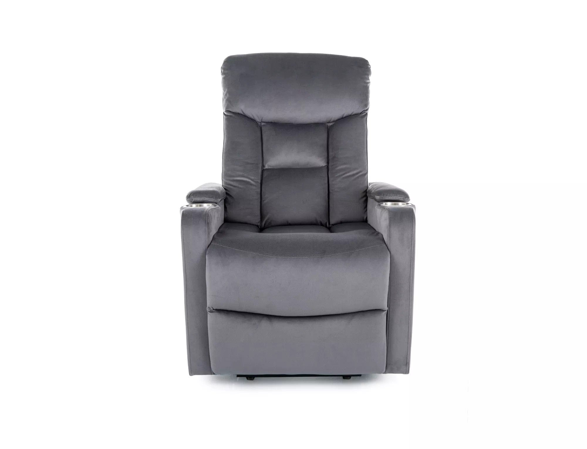 Fotoliu recliner IKAR, stofa catifelata gri - Bluvel 14, 77x92/163x108 cm