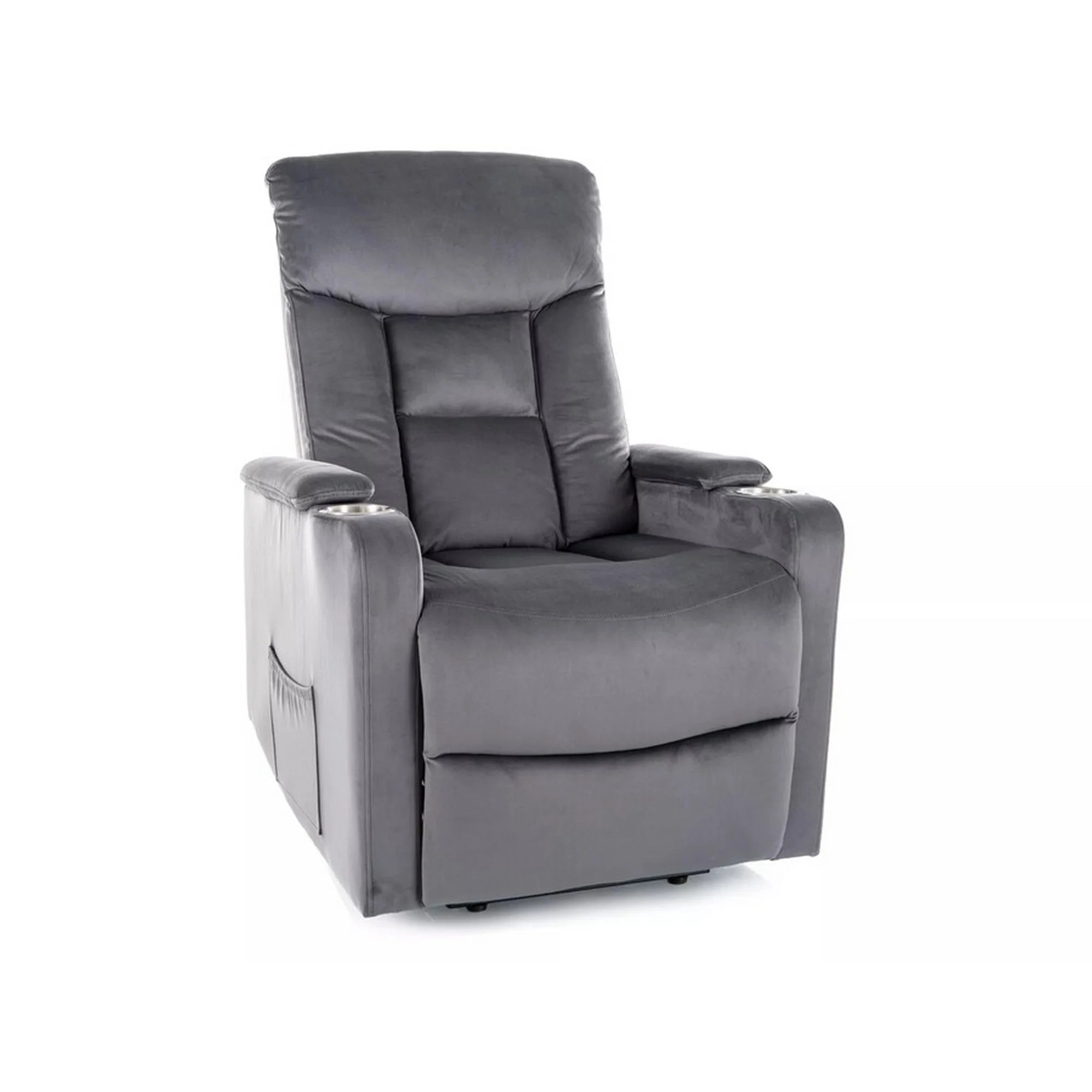 Fotoliu recliner IKAR, stofa catifelata gri - Bluvel 14, 77x92/163x108 cm