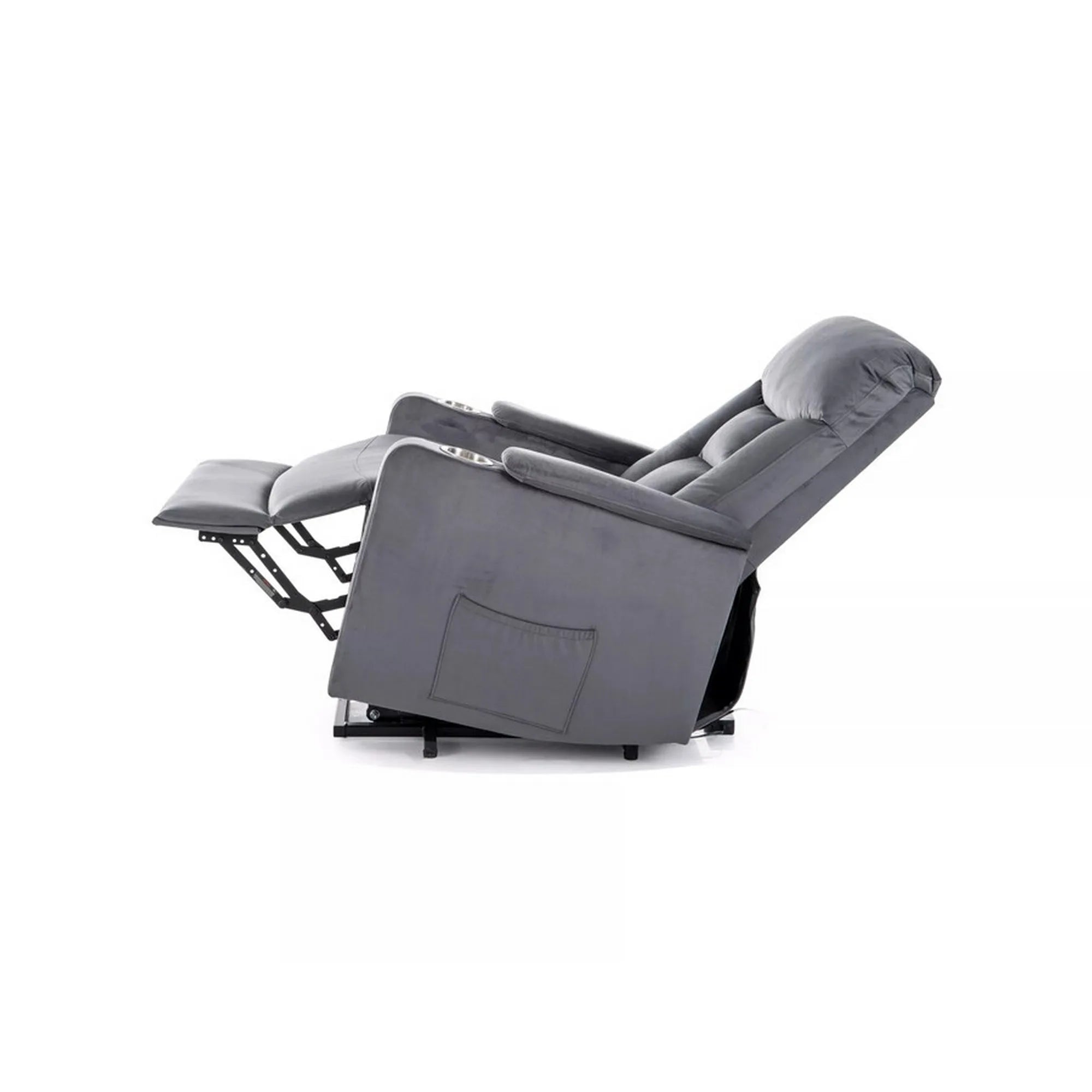 Fotoliu recliner IKAR, stofa catifelata gri - Bluvel 14, 77x92/163x108 cm