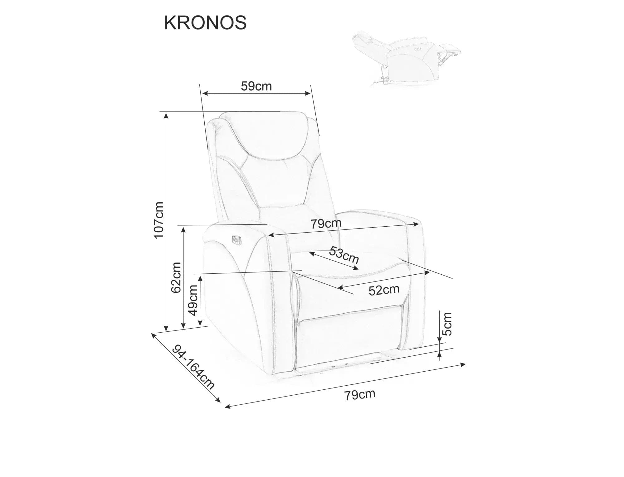 Fotoliu recliner KRONOS, stofa catifelata cappuccino - Bluvel 38, 79x94/160x107 cm