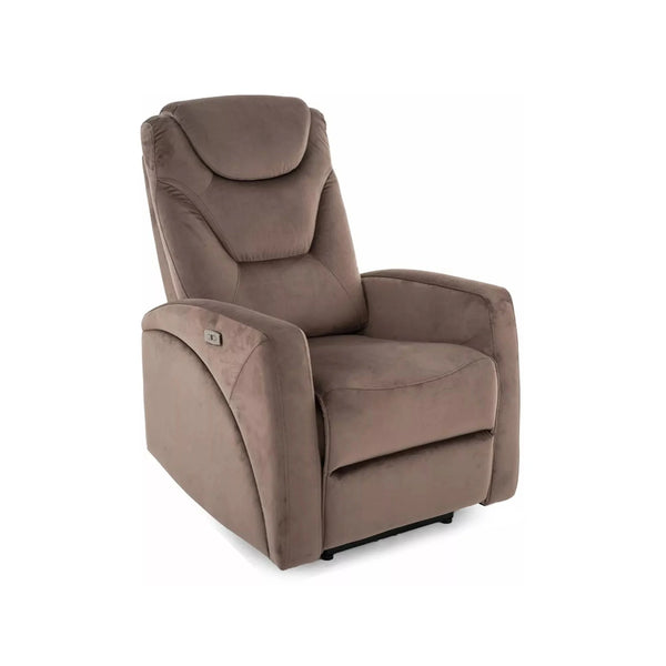 Fotoliu recliner KRONOS, stofa catifelata cappuccino - Bluvel 38, 79x94/160x107 cm