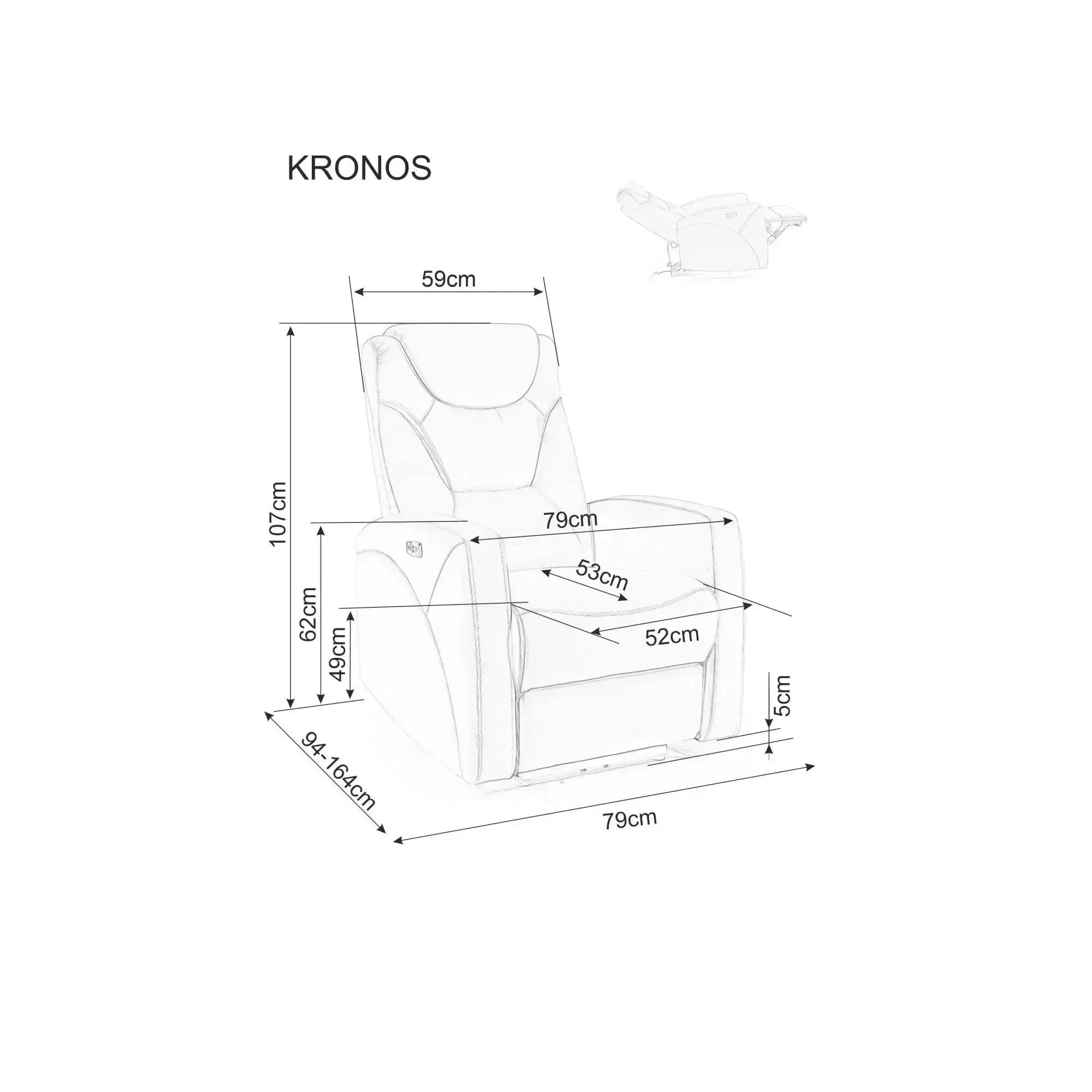 Fotoliu recliner KRONOS, stofa catifelata cappuccino - Bluvel 38, 79x94/160x107 cm