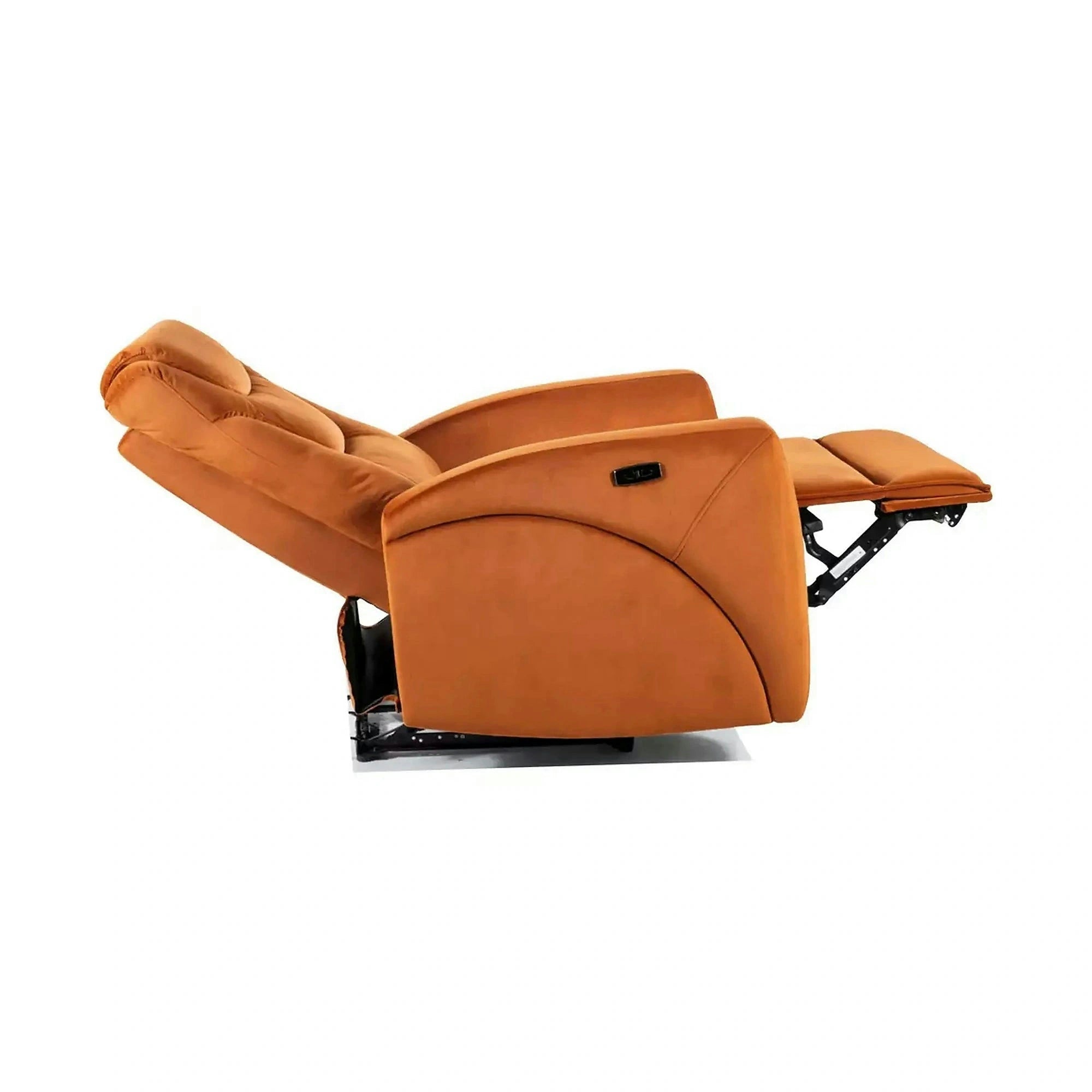 Fotoliu recliner KRONOS, stofa catifelata caramizie - Bluvel 4215, 79x94/160x107 cm