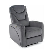 Fotoliu recliner KRONOS, stofa catifelata gri - Bluvel 14, 79x94/160x107 cm
