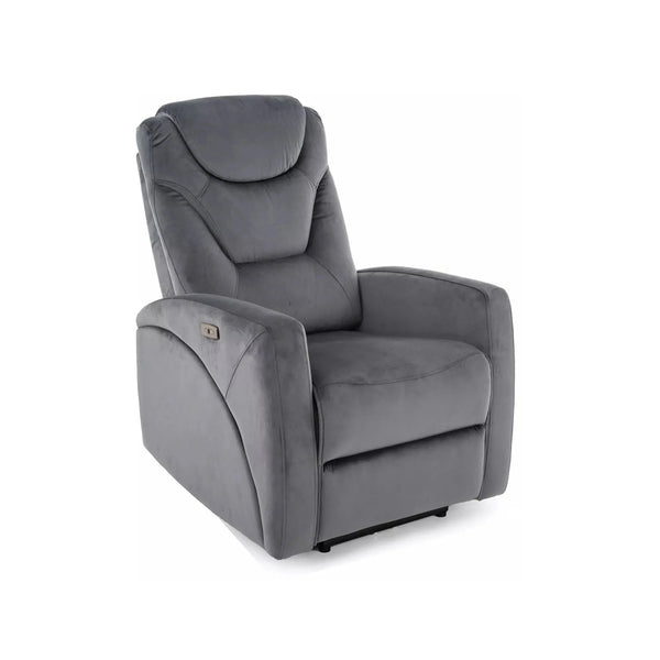 Fotoliu recliner KRONOS, stofa catifelata gri - Bluvel 14, 79x94/160x107 cm