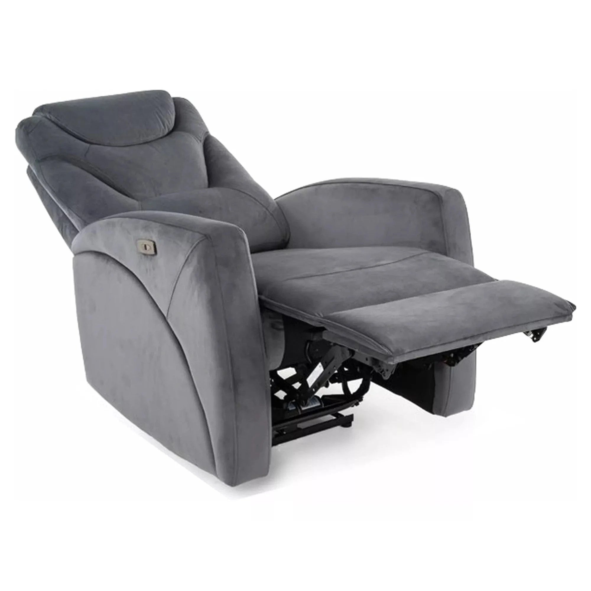 Fotoliu recliner KRONOS, stofa catifelata gri - Bluvel 14, 79x94/160x107 cm