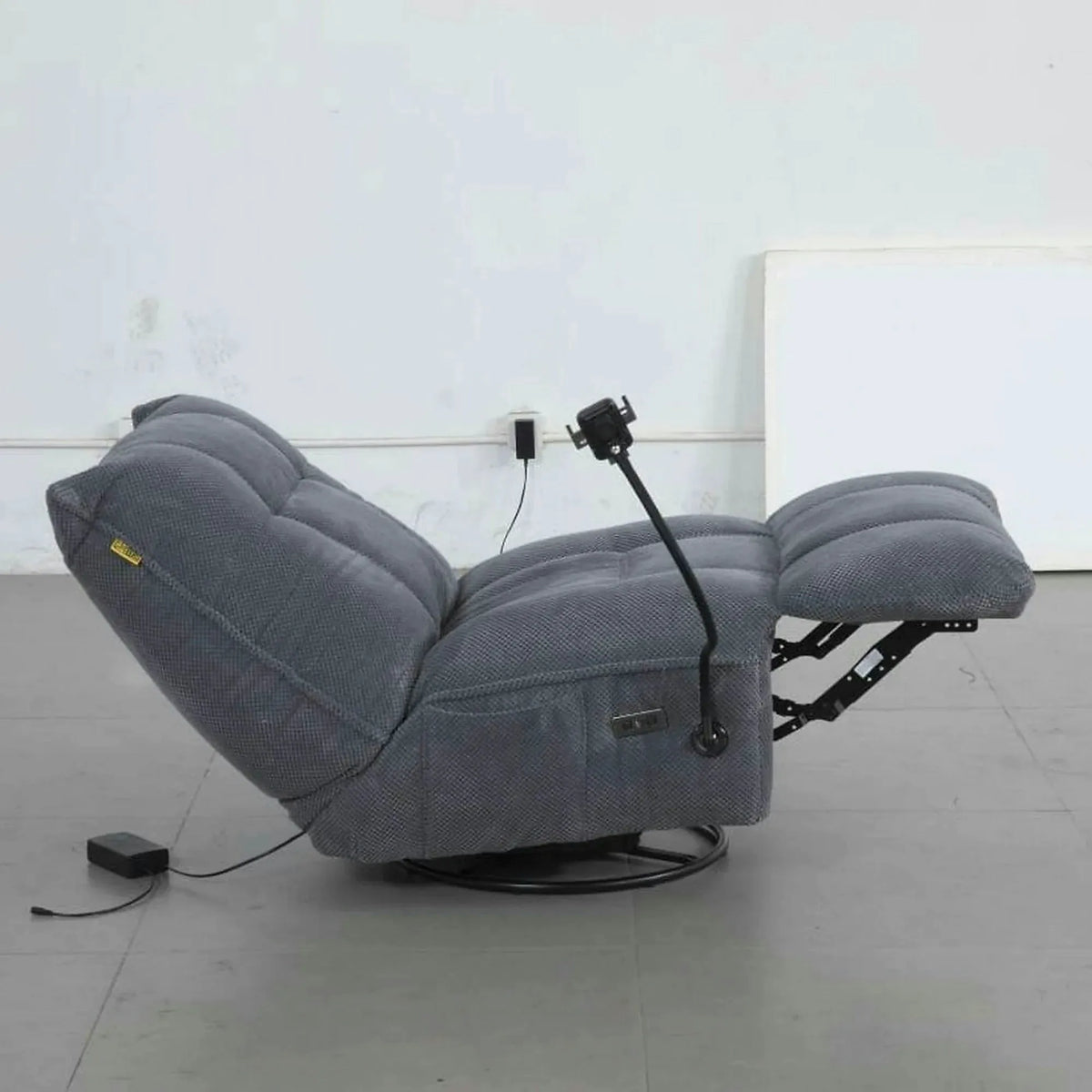 Fotoliu recliner MARCUS, gri/negru, stofa clasica/metal, 84x104x94 cm