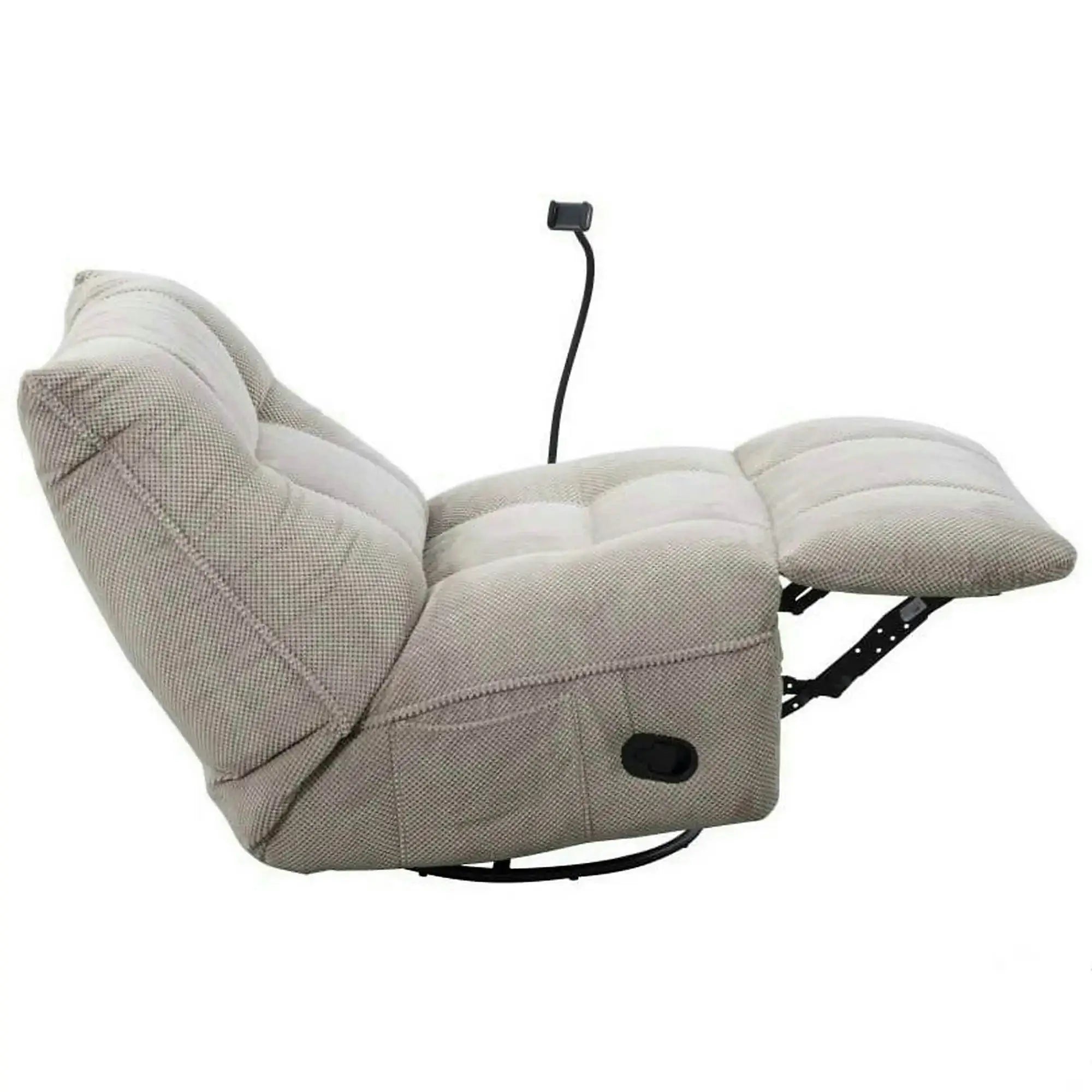 Fotoliu recliner MARCUS, maro deschis/negru, stofa clasica/metal, 84x104x94 cm