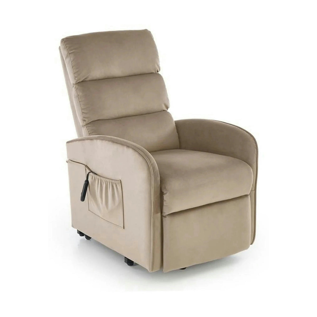 Fotoliu recliner MARONI, stofa catifelata bej - Bluvel 40, 62x92/165x103/84 cm