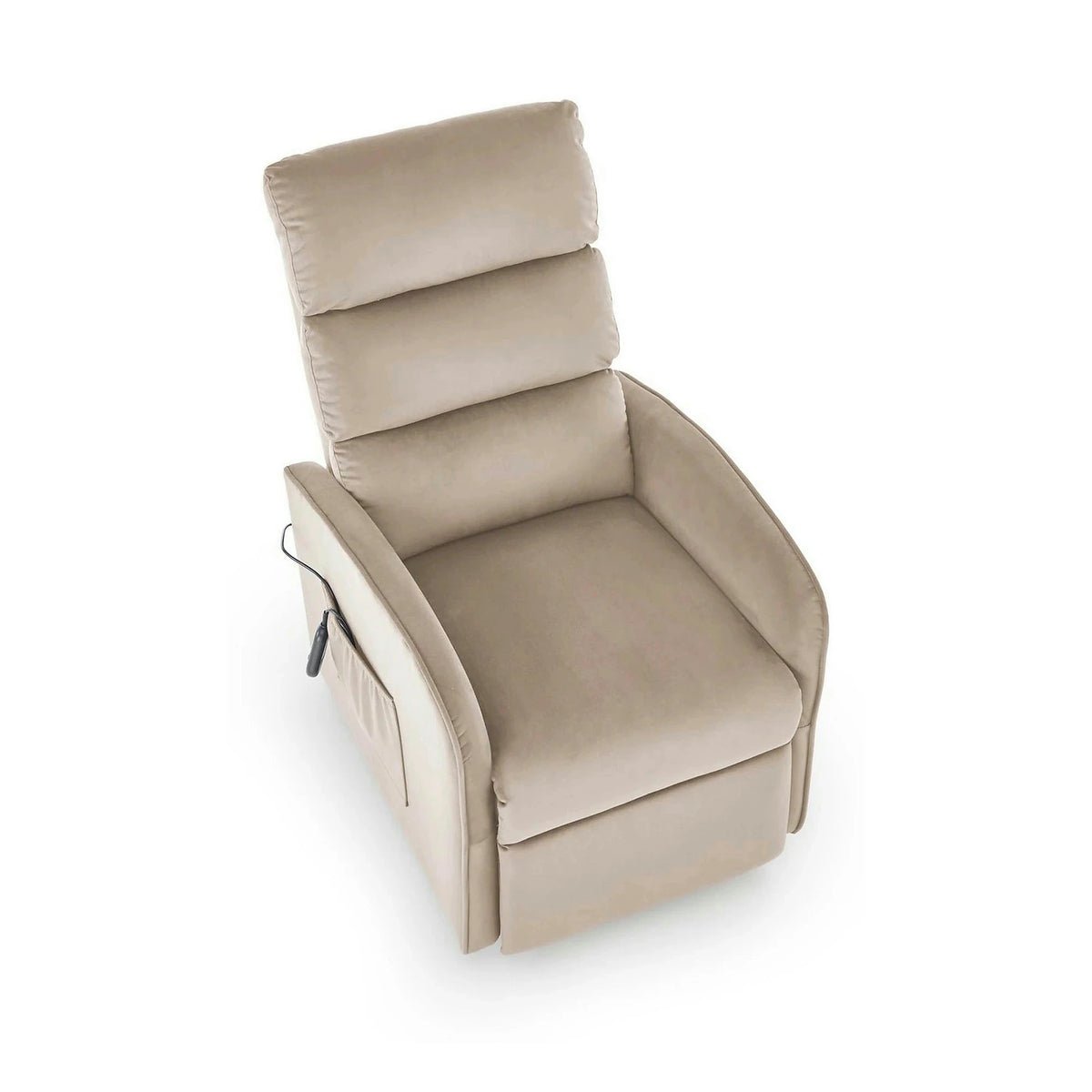 Fotoliu recliner MARONI, stofa catifelata bej - Bluvel 40, 62x92/165x103/84 cm