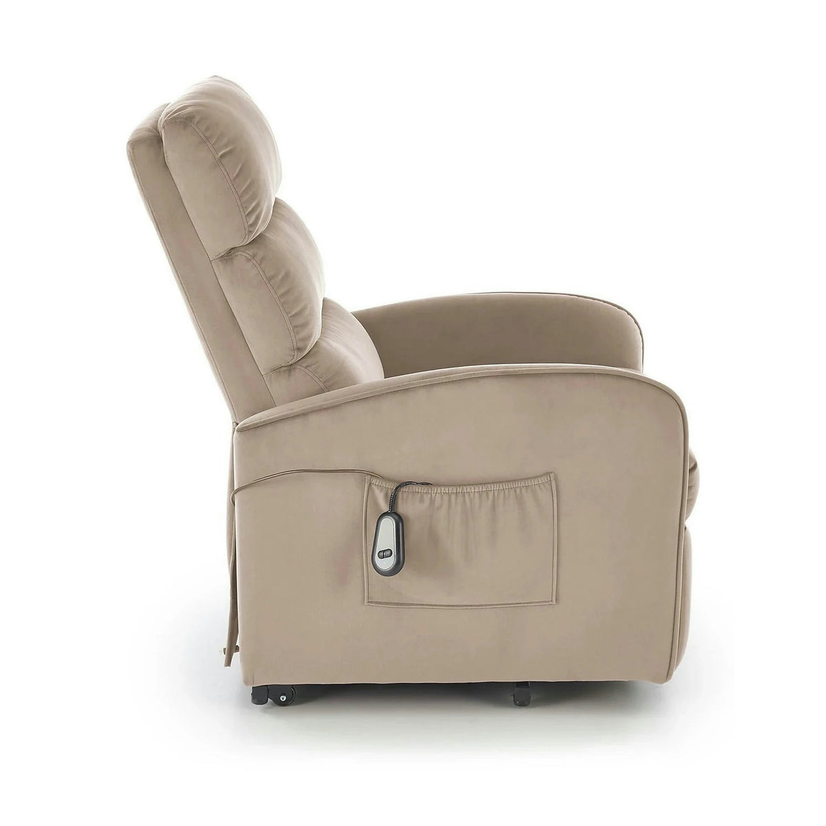 Fotoliu recliner MARONI, stofa catifelata bej - Bluvel 40, 62x92/165x103/84 cm