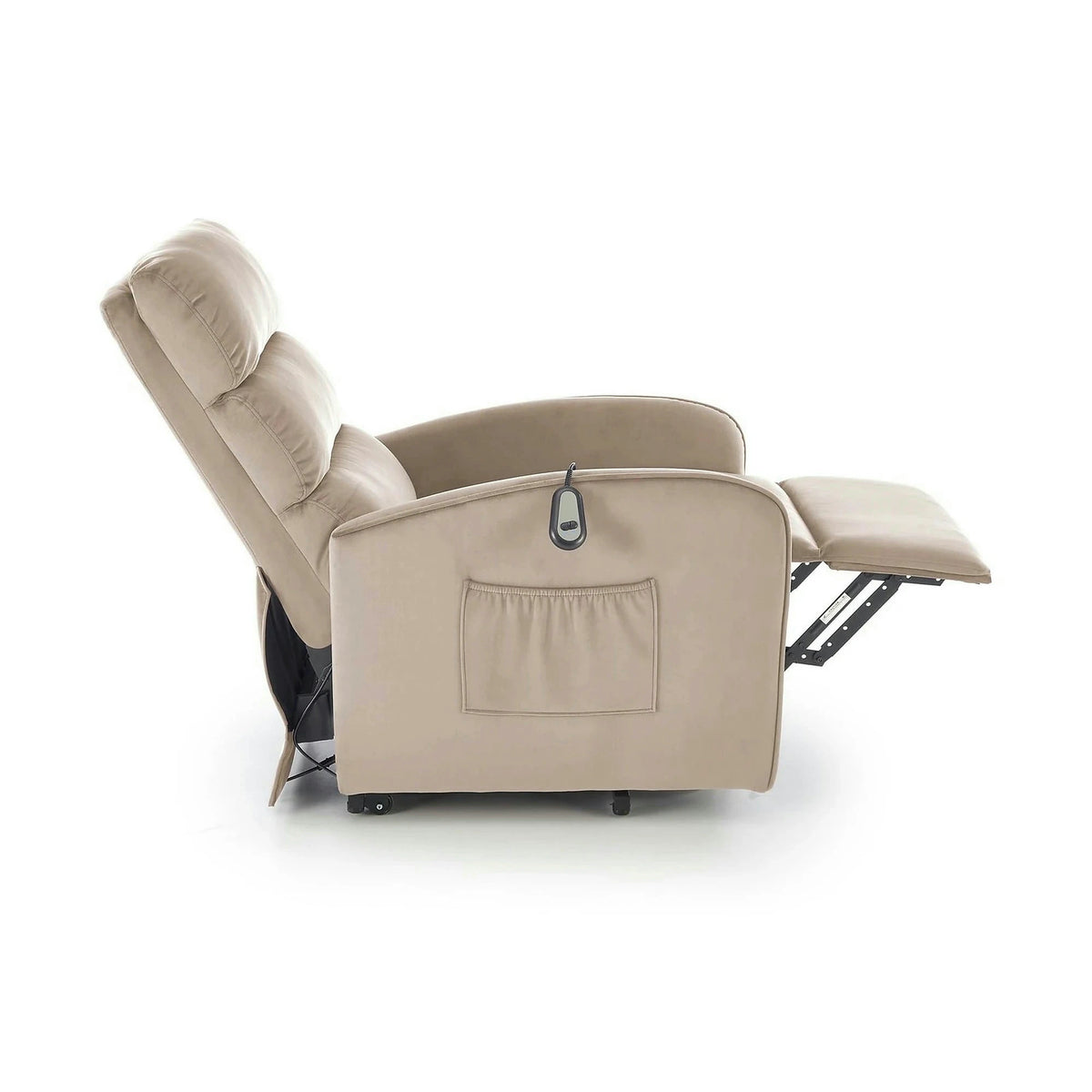 Fotoliu recliner MARONI, stofa catifelata bej - Bluvel 40, 62x92/165x103/84 cm