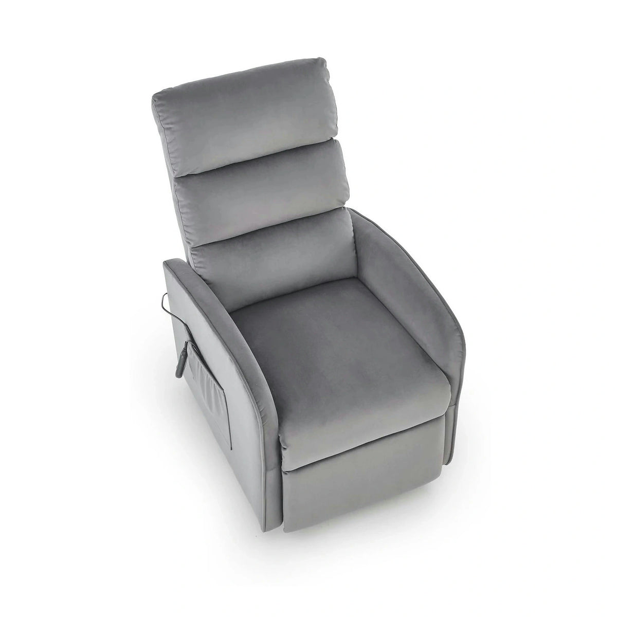 Fotoliu recliner MARONI, stofa catifelata gri - Bluvel 14, 62x92/165x103/84 cm