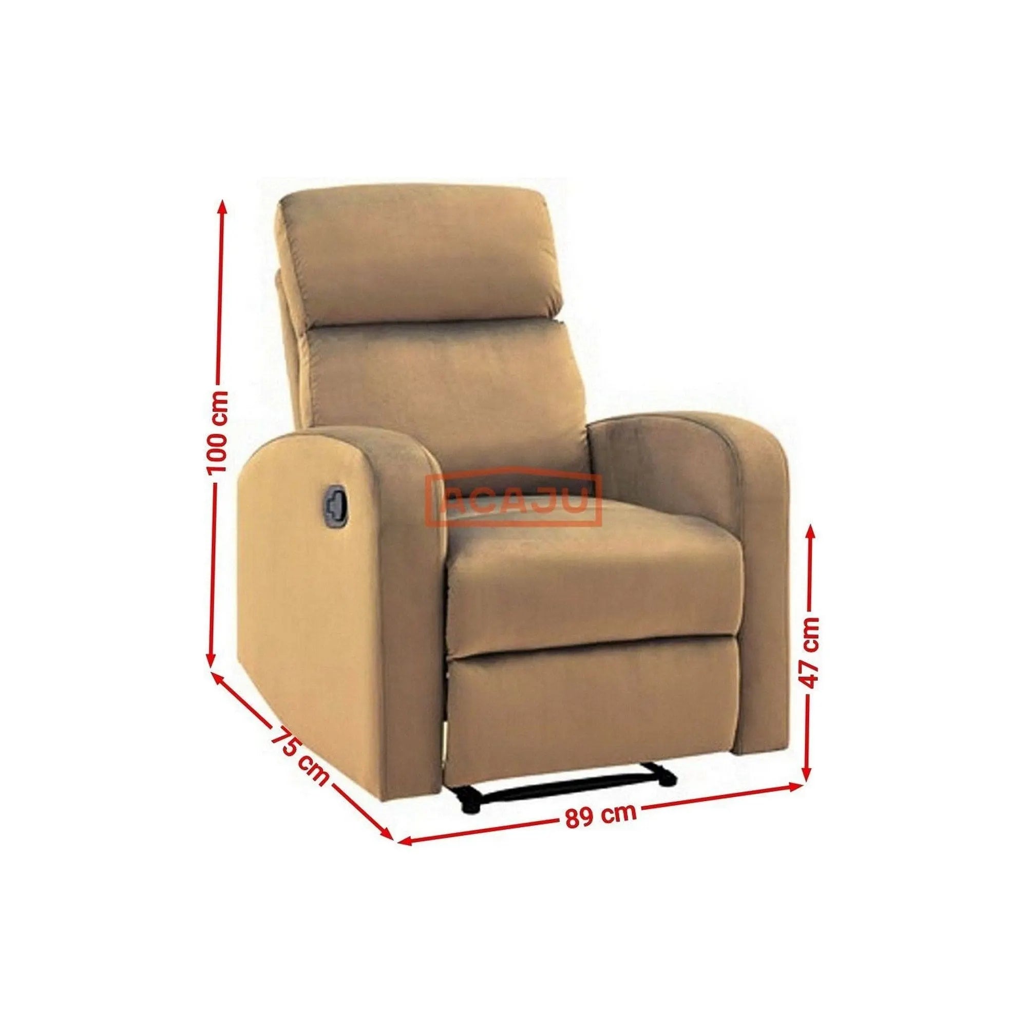 Fotoliu recliner MARS, stofa catifelata gri - Bluvel 14, 75x89/160x100 cm