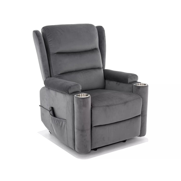 Fotoliu recliner MINOS, stofa catifelata gri - Bluvel 14, 78x87/162x107 cm