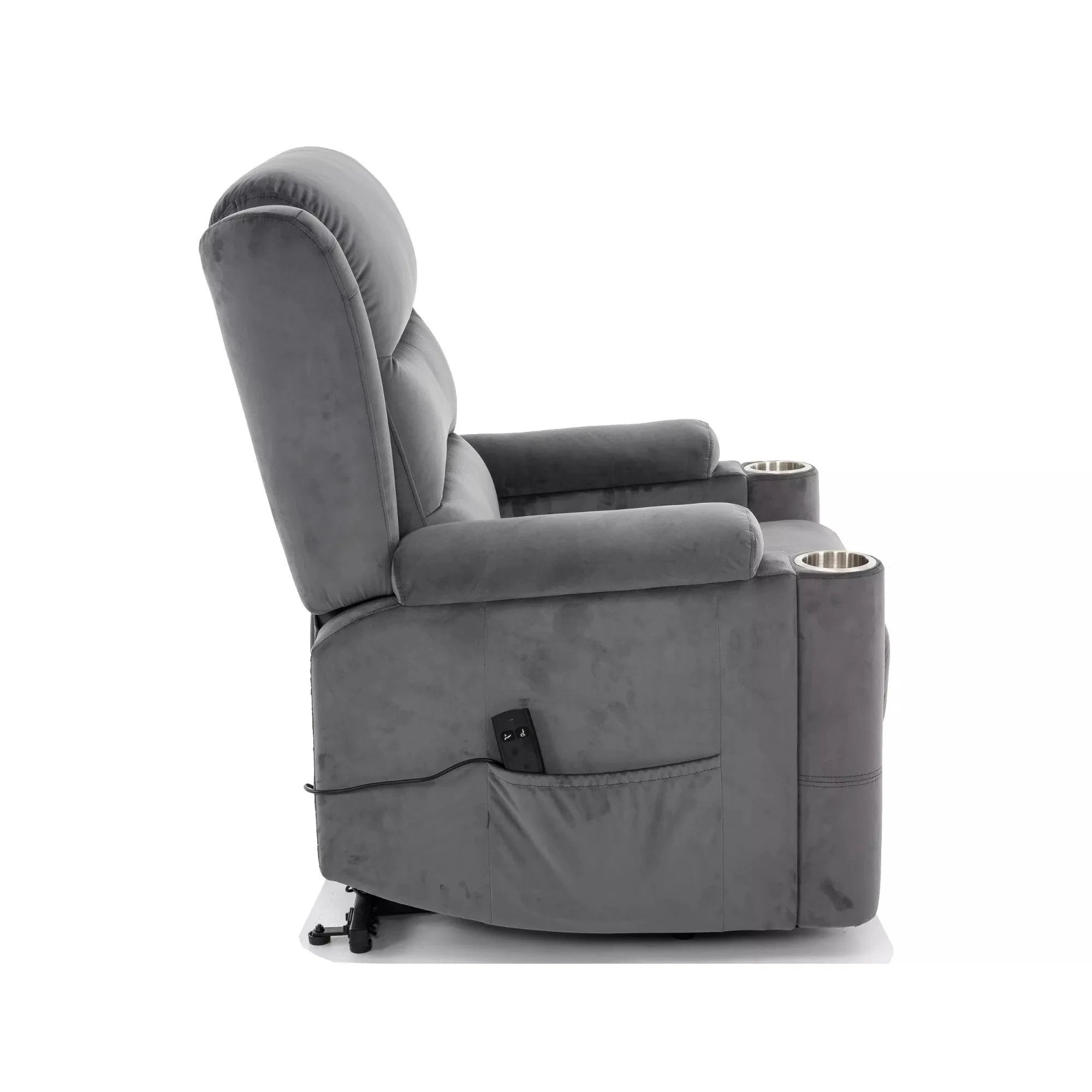 Fotoliu recliner MINOS, stofa catifelata gri - Bluvel 14, 78x87/162x107 cm