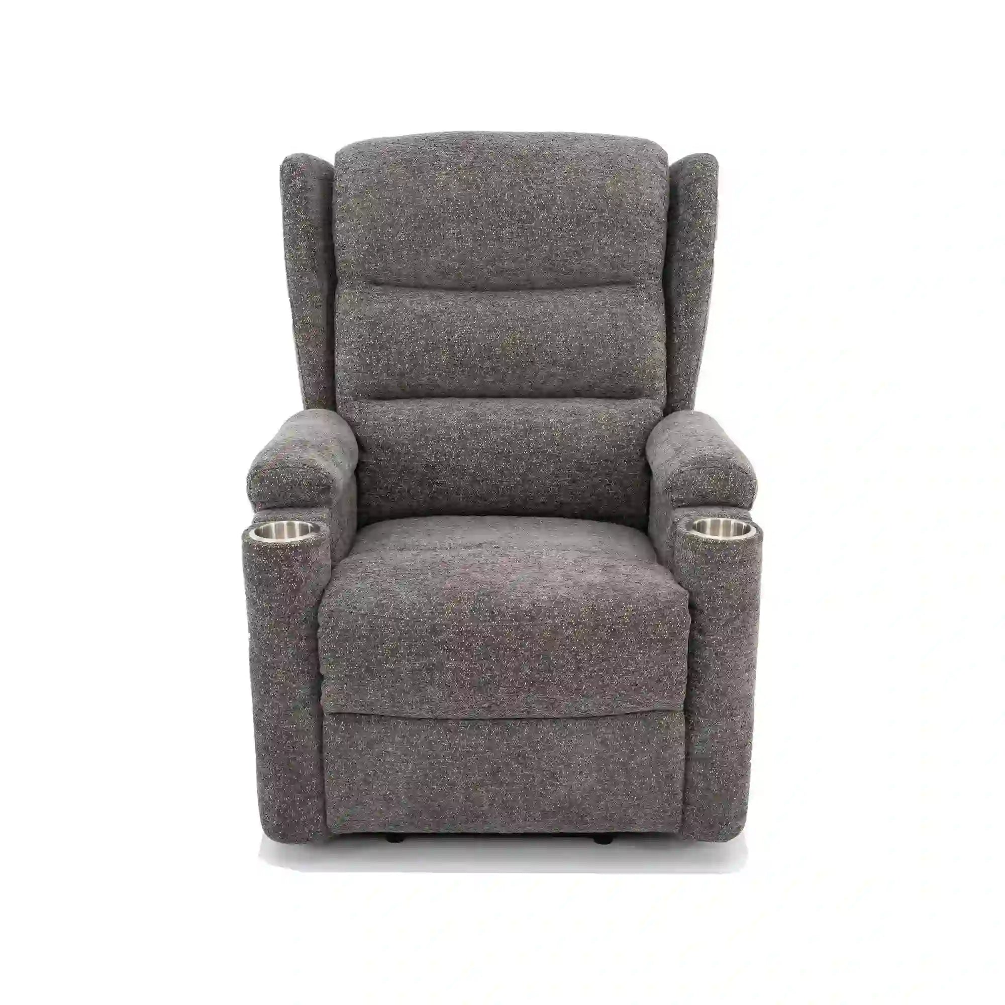 Fotoliu recliner MINOS, stofa clasica gri - Raven 13, 78x87/162x107 cm