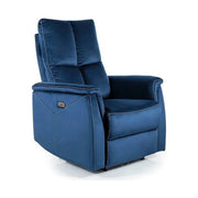 Fotoliu recliner NEPTUN, albastru inchis, stofa catifelata/metal, 76x94/160x96 cm
