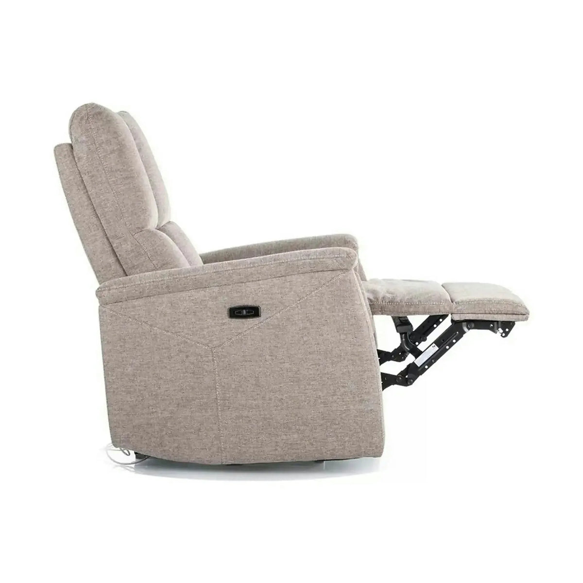 Fotoliu recliner NEPTUN, bej, stofa clasica/metal, 76x94/160x96 cm