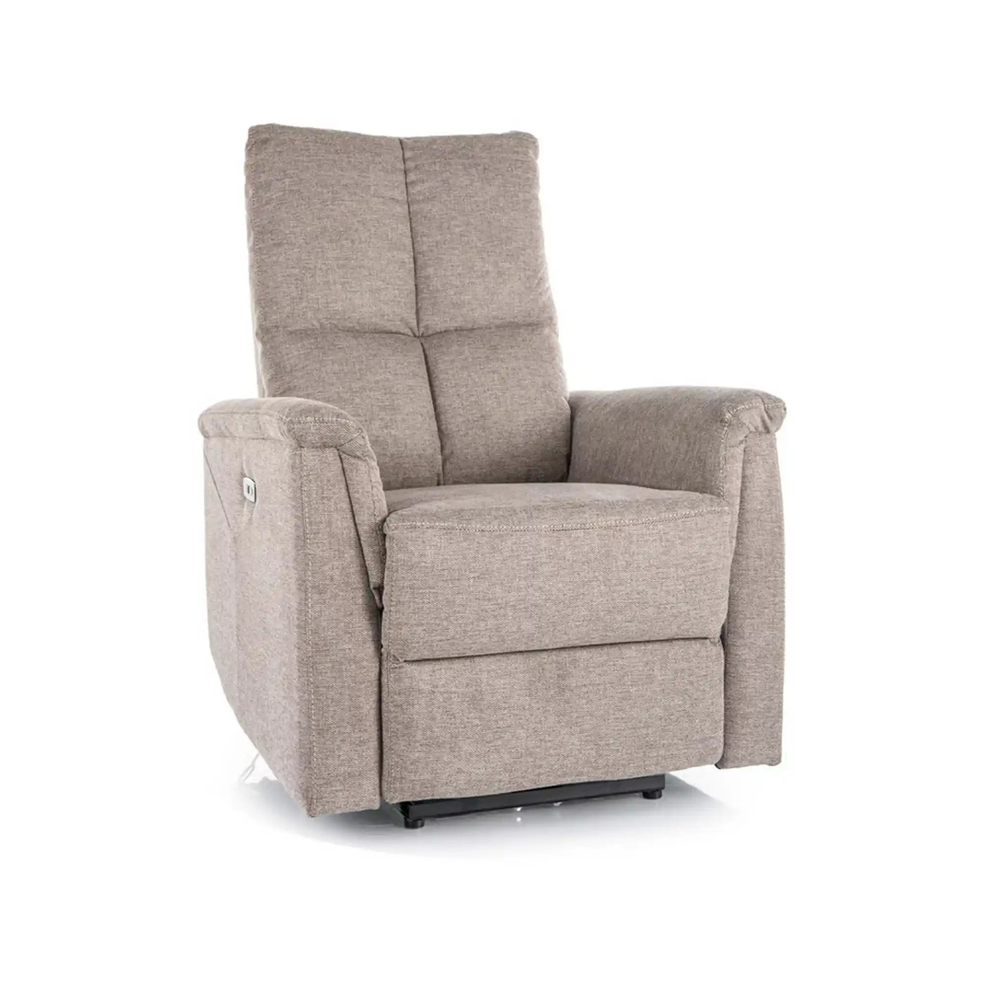 Fotoliu recliner NEPTUN, bej, stofa clasica/metal, 76x94/160x96 cm