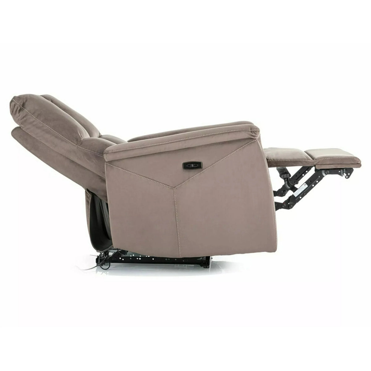 Fotoliu recliner NEPTUN, cappuccino, stofa catifelata/metal, 76x94/160x96 cm