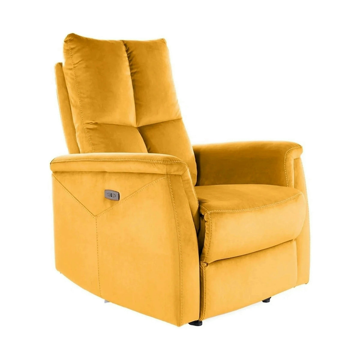 Fotoliu recliner NEPTUN, galben, stofa catifelata/metal, 76x94/160x96 cm