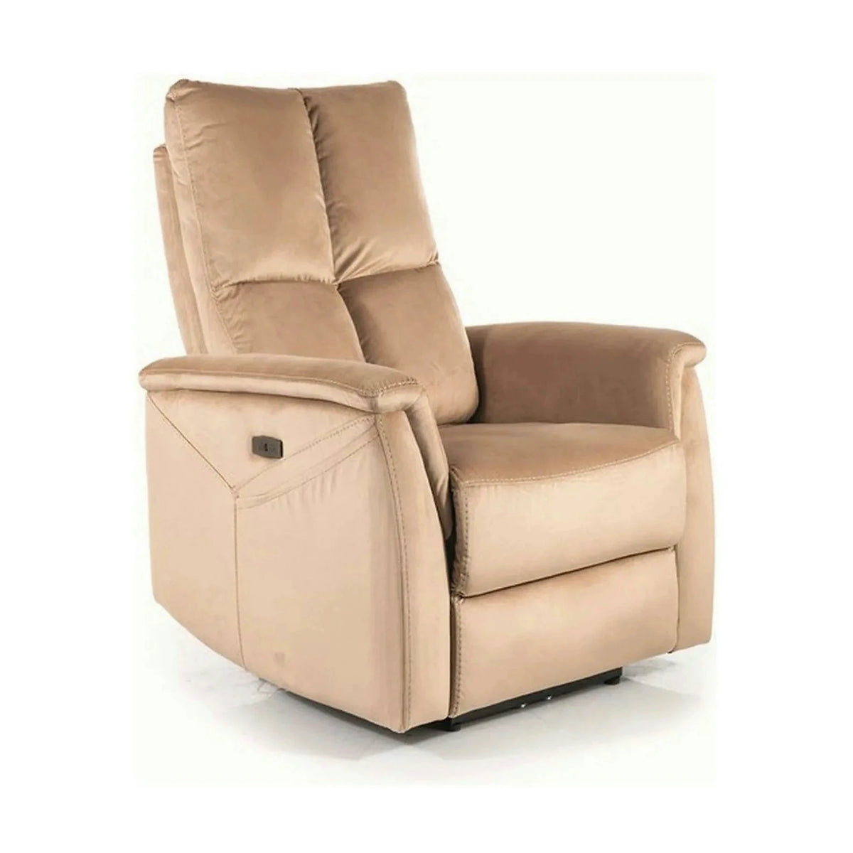 Fotoliu recliner NEPTUN M, bej, stofa catifelata/metal, functie de masaj, 76x94/160x96 cm