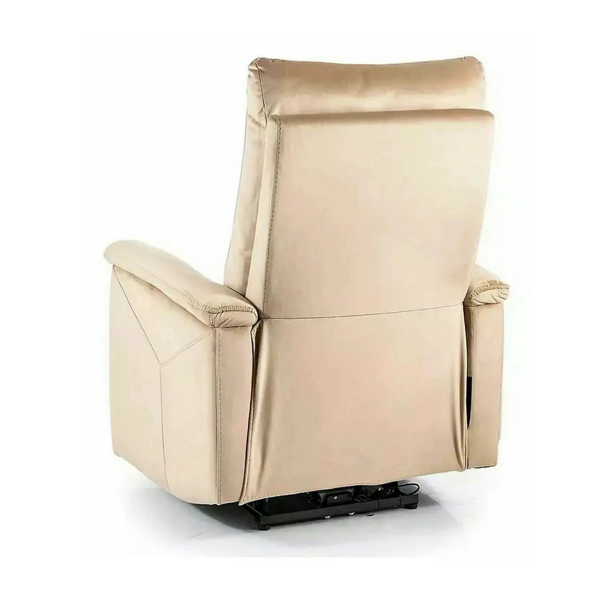 Fotoliu recliner NEPTUN M, bej, stofa catifelata/metal, functie de masaj, 76x94/160x96 cm