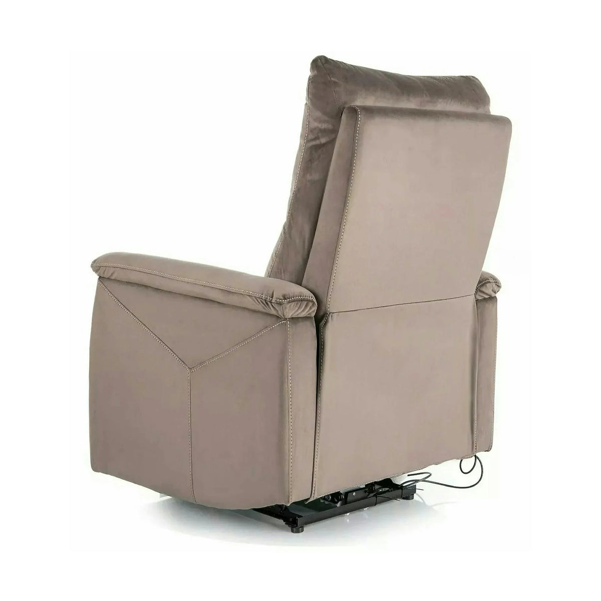 Fotoliu recliner NEPTUN M, cappuccino, stofa catifelata/metal, functie de masaj, 76x94/160x96 cm