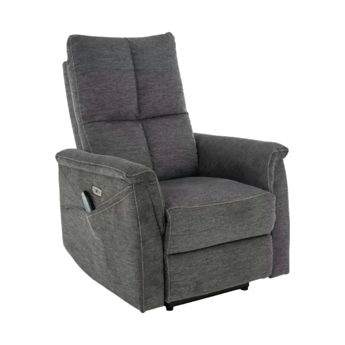 Fotoliu recliner NEPTUN M, gri inchis, stofa clasica/metal, functie de masaj, 76x94/160x96 cm