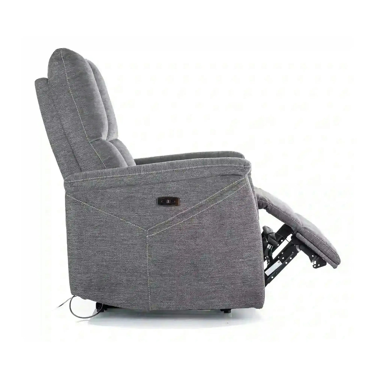 Fotoliu recliner NEPTUN M, gri inchis, stofa clasica/metal, functie de masaj, 76x94/160x96 cm