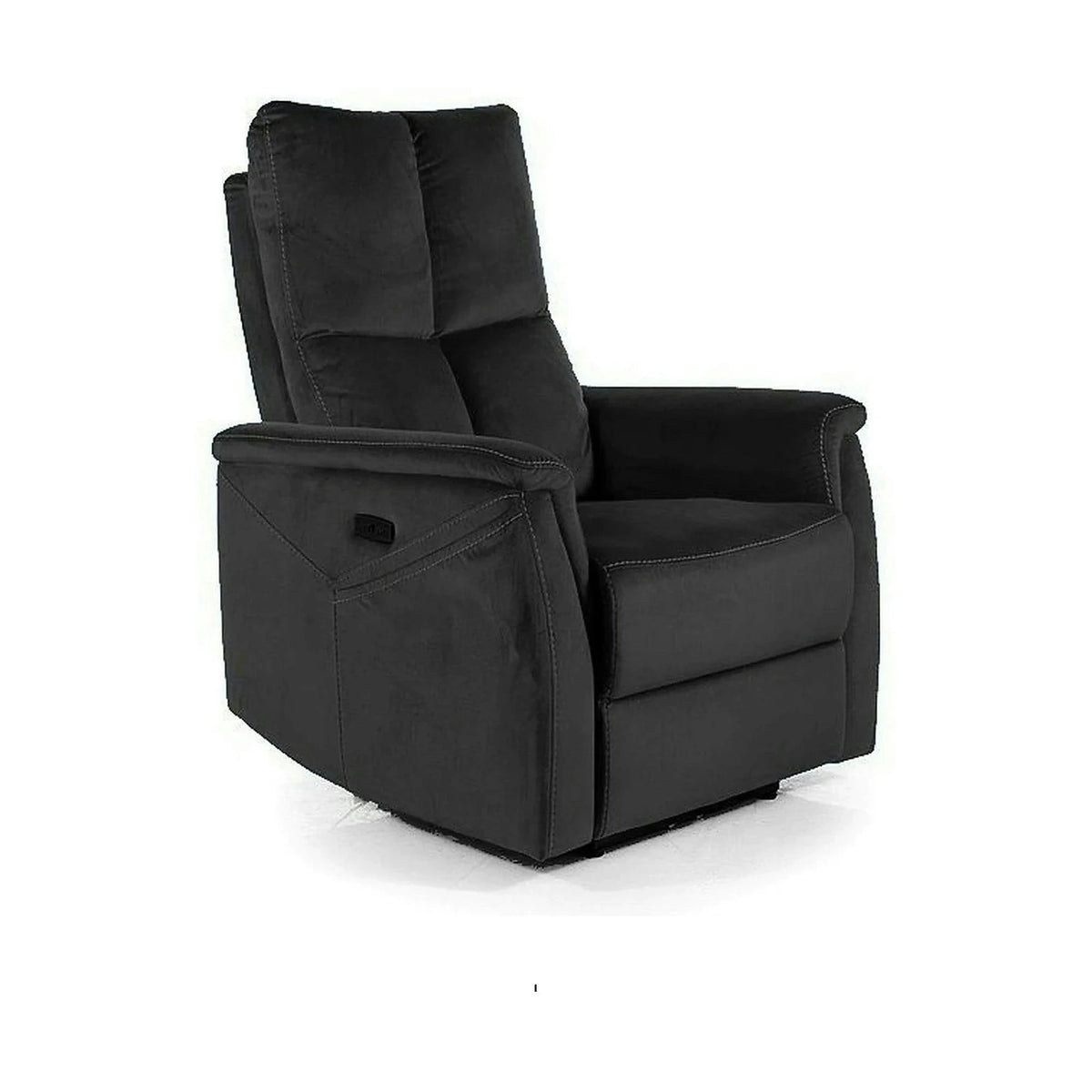 Fotoliu recliner NEPTUN M, negru, stofa catifelata/metal, functie de masaj, 76x94/160x96 cm