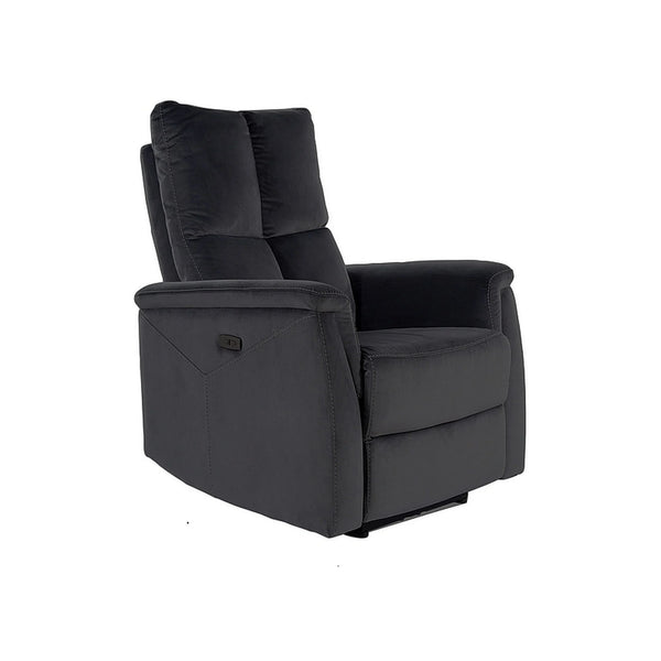 Fotoliu recliner NEPTUN, negru, stofa catifelata/metal, 76x94/160x96 cm