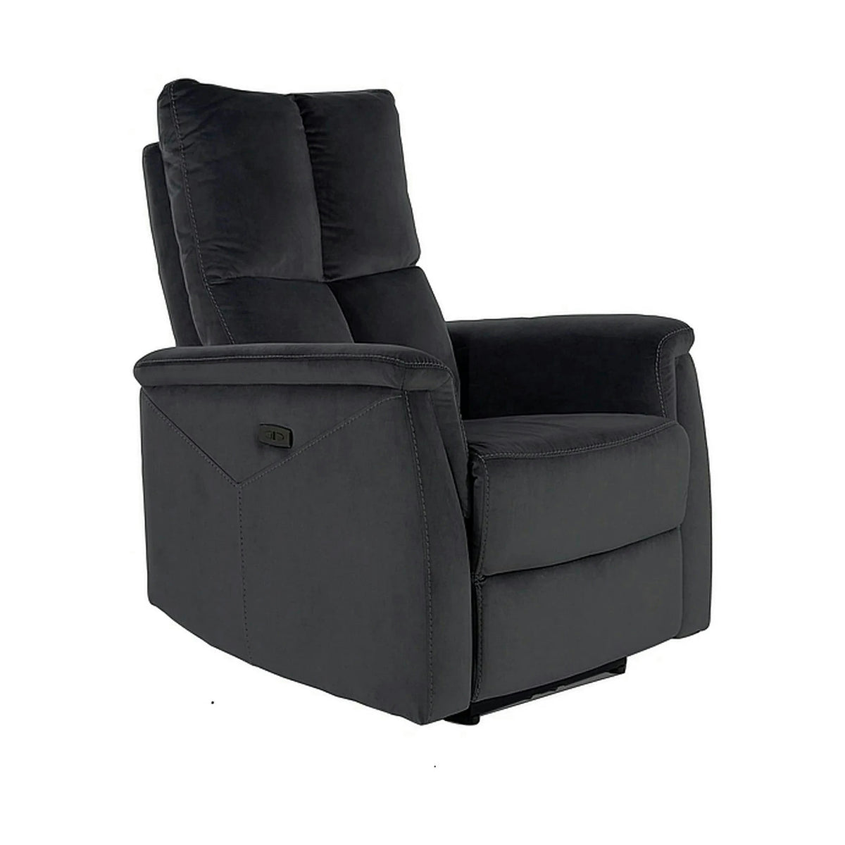 Fotoliu recliner NEPTUN, negru, stofa catifelata/metal, 76x94/160x96 cm