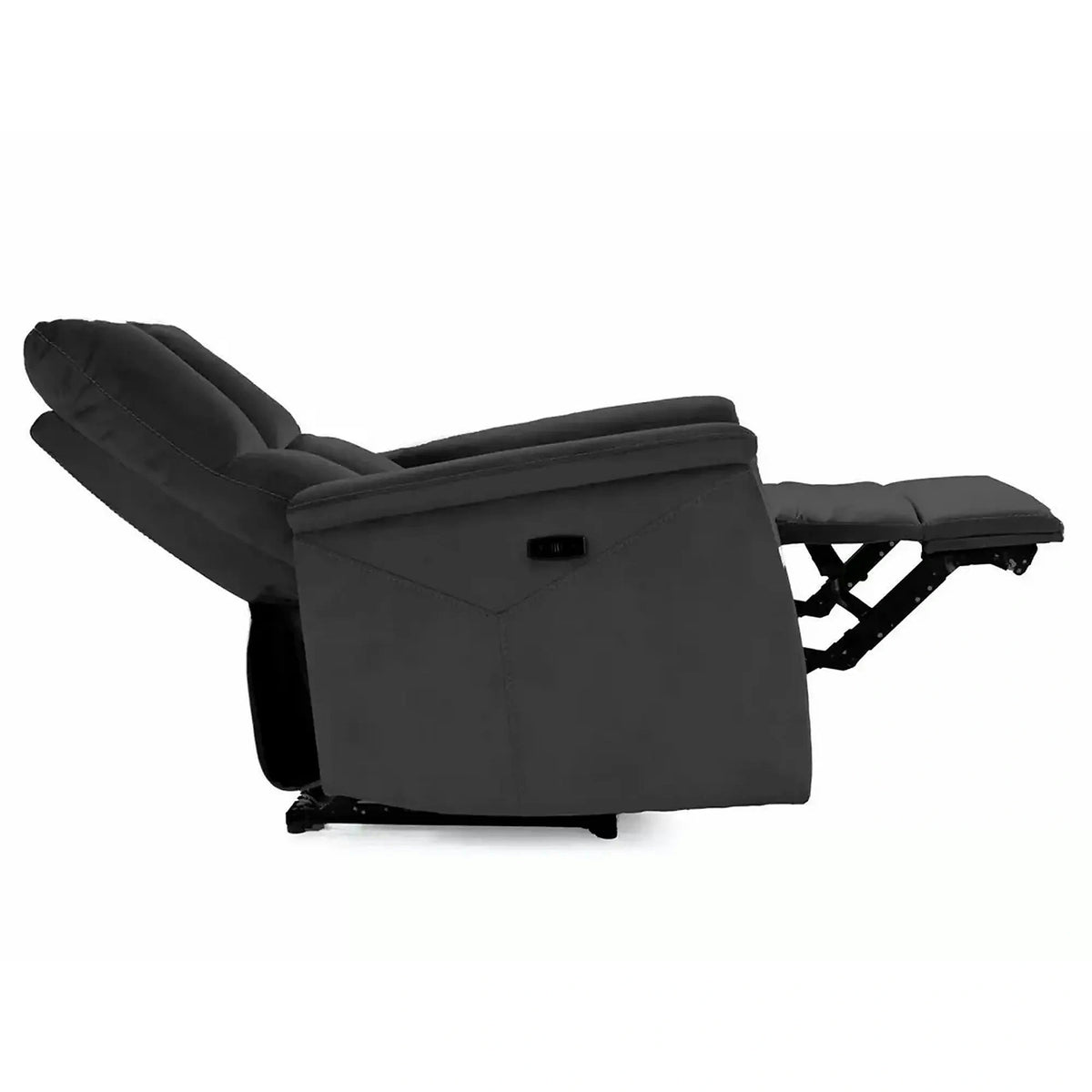 Fotoliu recliner NEPTUN, negru, stofa catifelata/metal, 76x94/160x96 cm