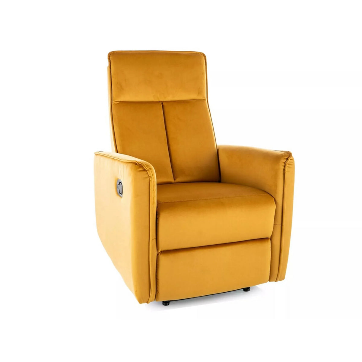 Fotoliu recliner NIKOS, stofa catifelata galben - Bluvel 68, 72x86/159x105 cm