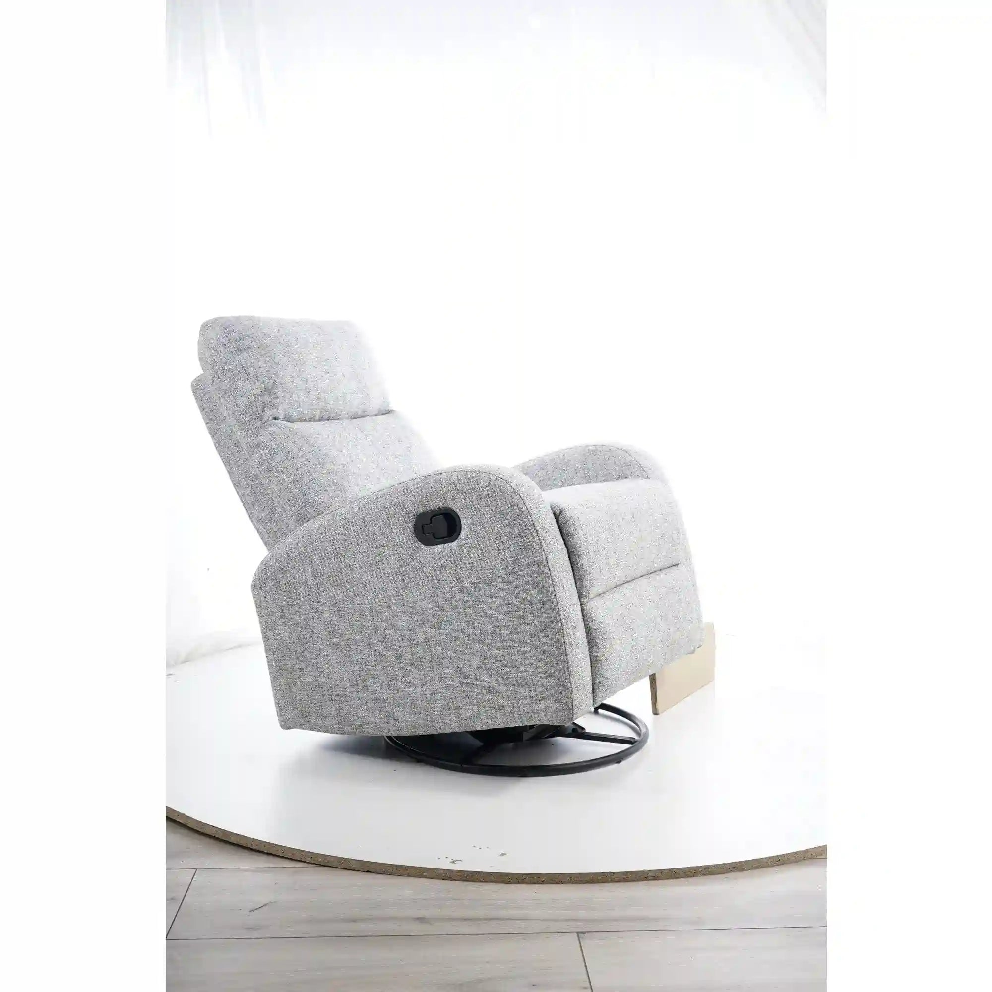 Fotoliu recliner OLIMP, gri/alb/negru, stofa/metal, 72x80/160x101 cm