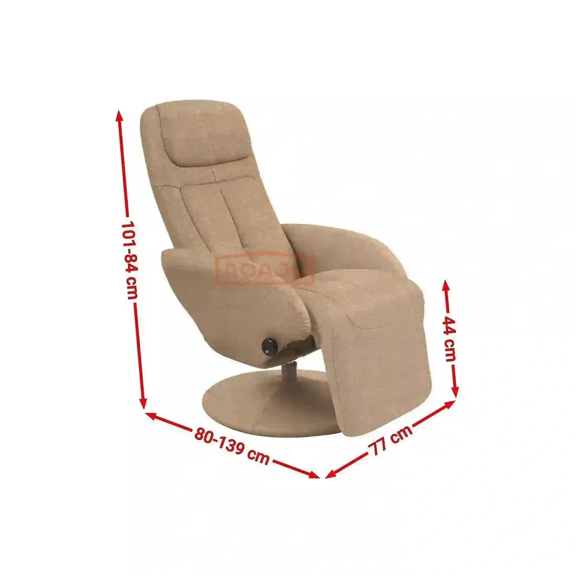 Fotoliu recliner OPTIMA 2, gri, stofa/PVC, 77x80/139x84/101 cm