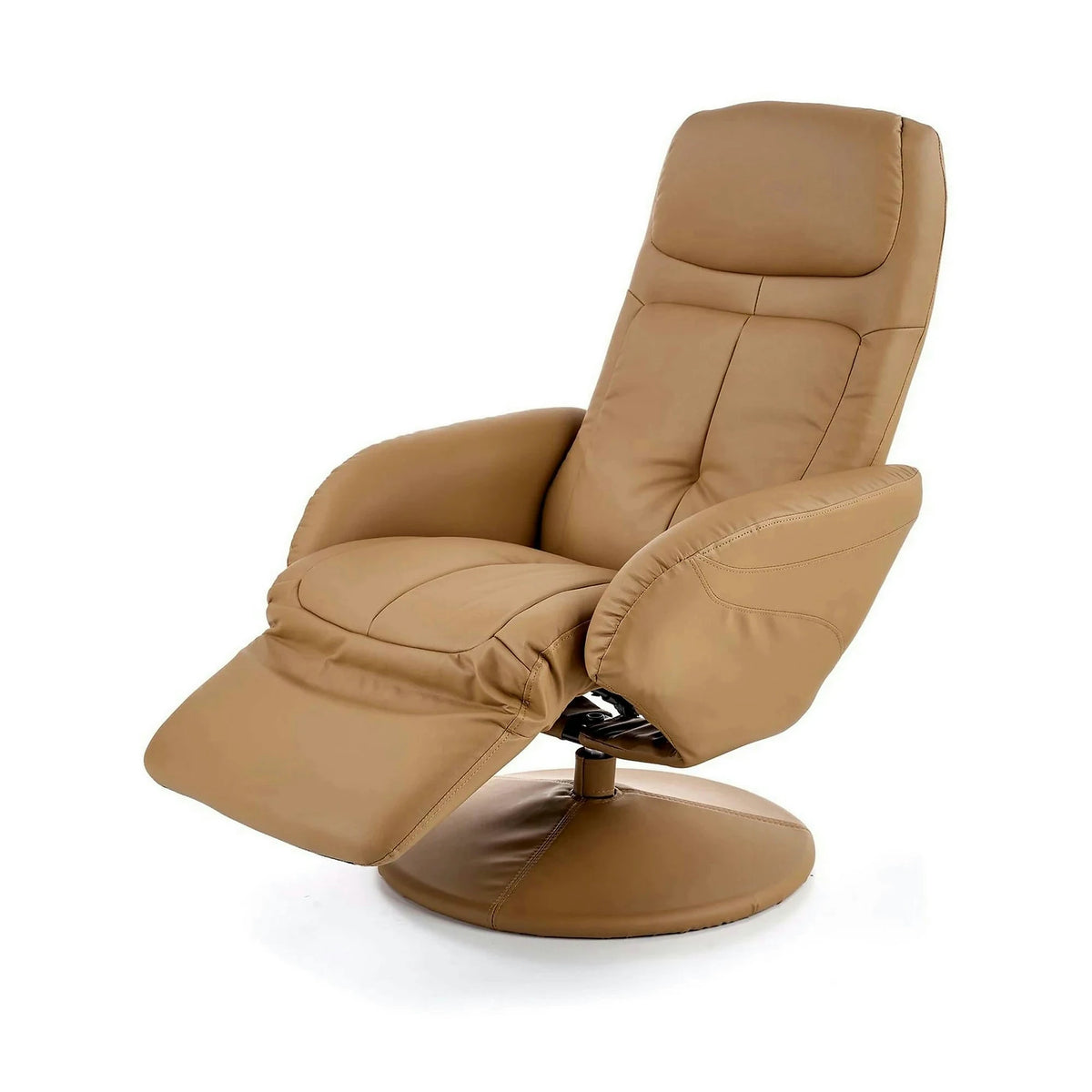 Fotoliu recliner OPTIMA, bej inchis, piele ecologica/metal, 77x80/139x101/84 cm