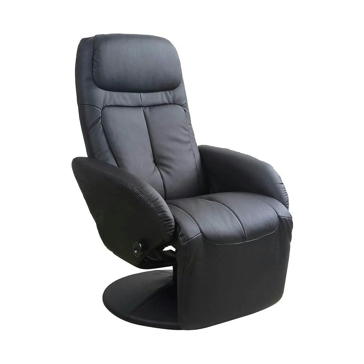 Fotoliu recliner OPTIMA, negru, piele ecologica/metal, 77x80/139x101/84 cm