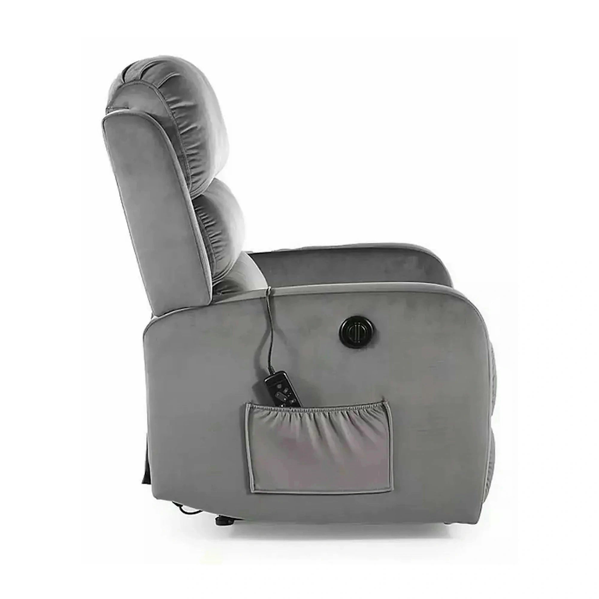Fotoliu recliner PEGAZ M, gri/negru, stofa catifelata/metal, 64x88/160x102 cm