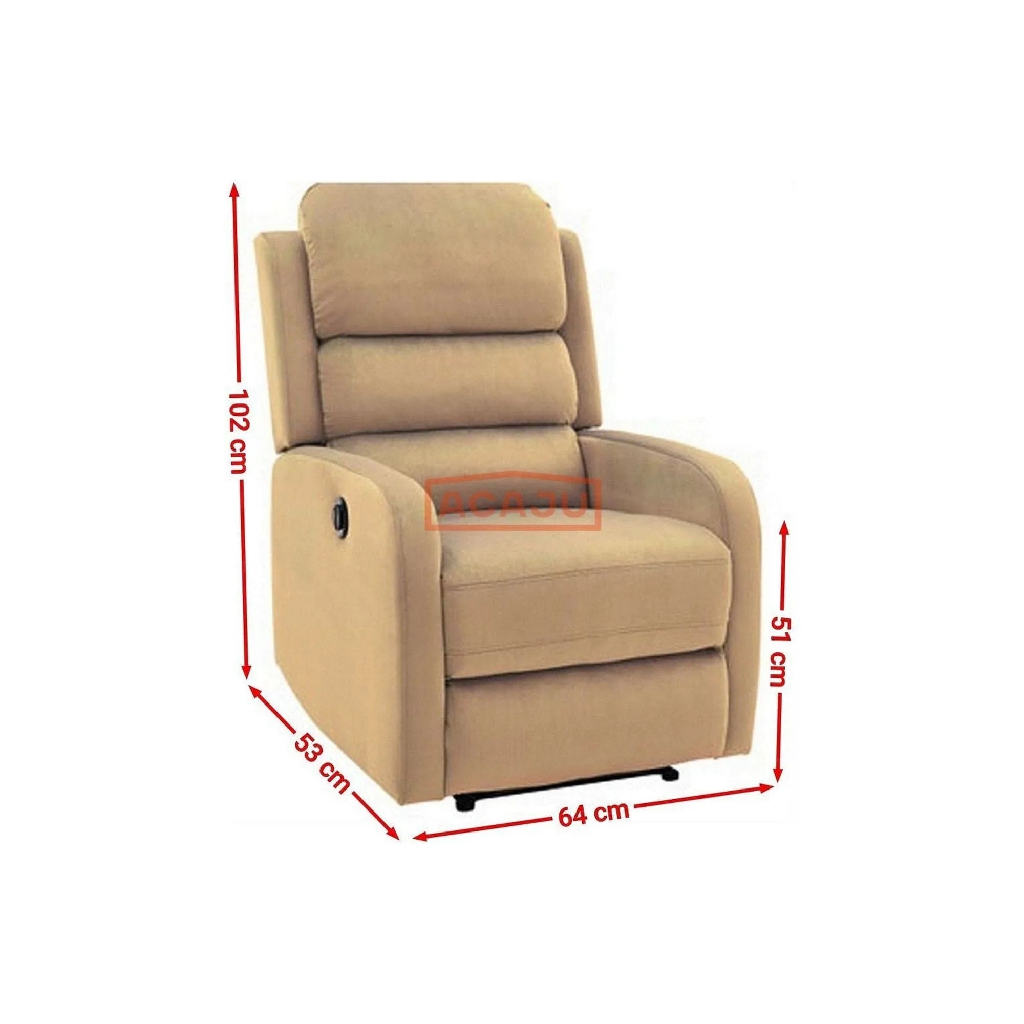 Fotoliu recliner PEGAZ, stofa catifelata bej - Bluvel 28, 64x88/160x102 cm