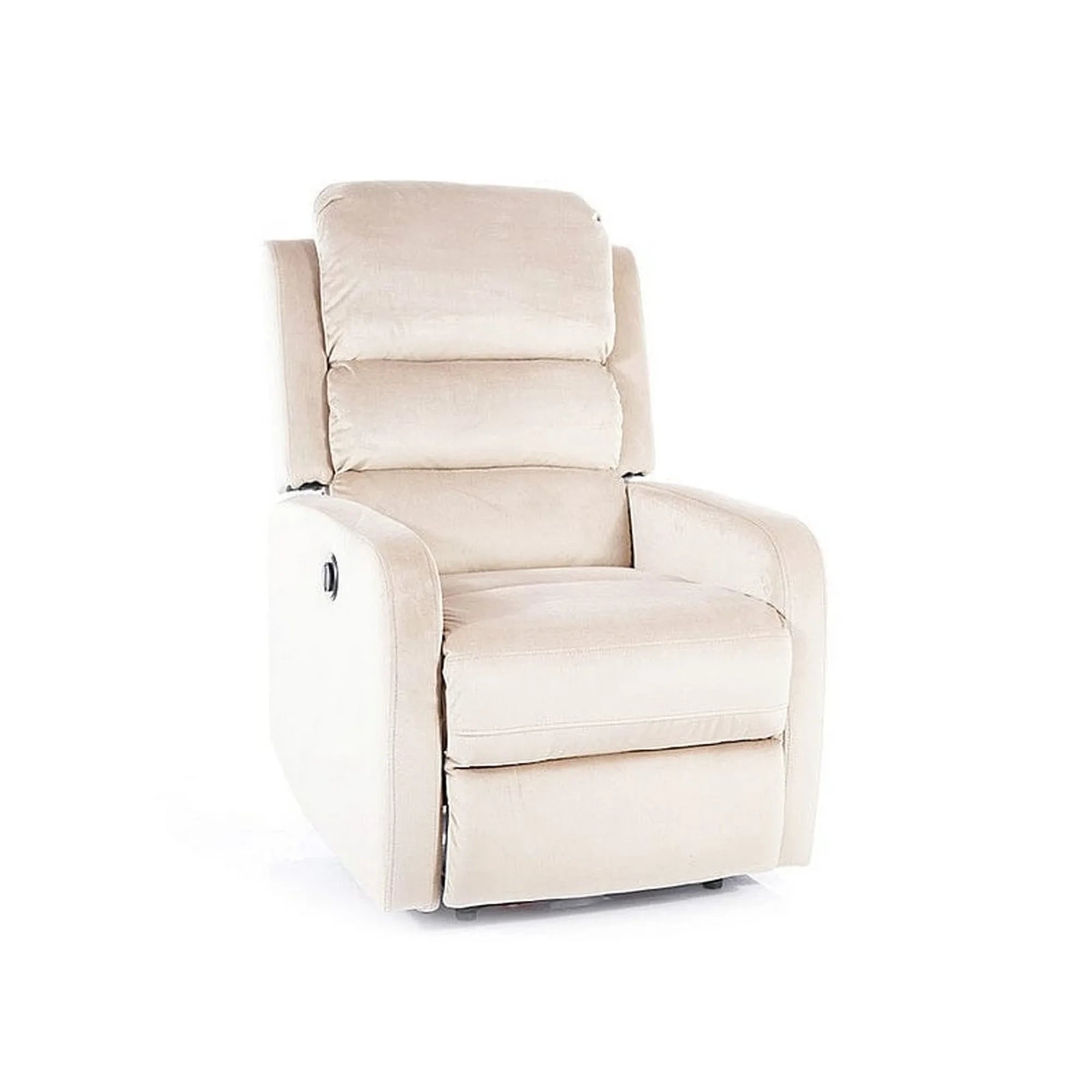 Fotoliu recliner PEGAZ, stofa catifelata bej - Bluvel 28, 64x88/160x102 cm