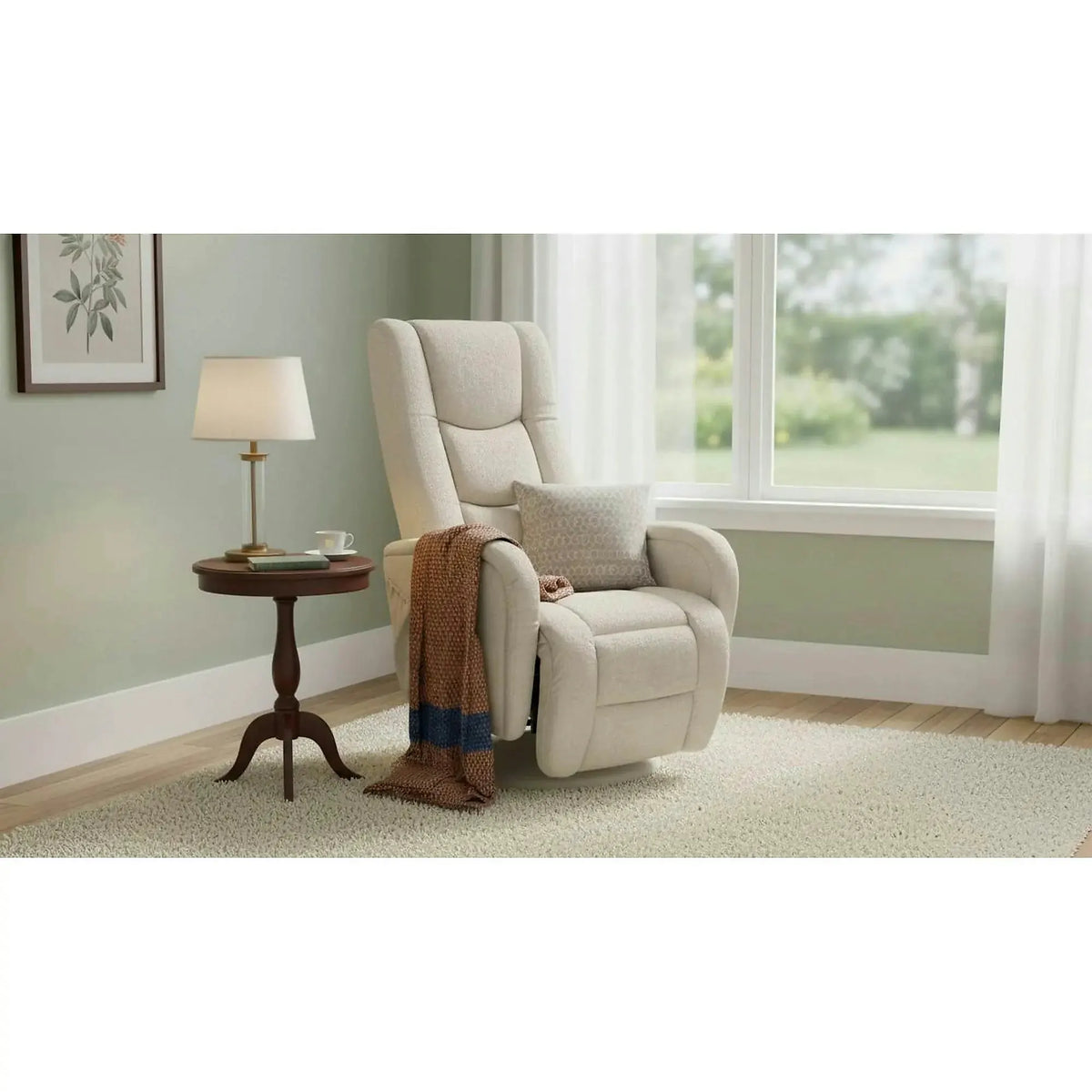 Fotoliu recliner PULSAR 2, bej, stofa clasica/metal, 68x85/135x85/106 cm