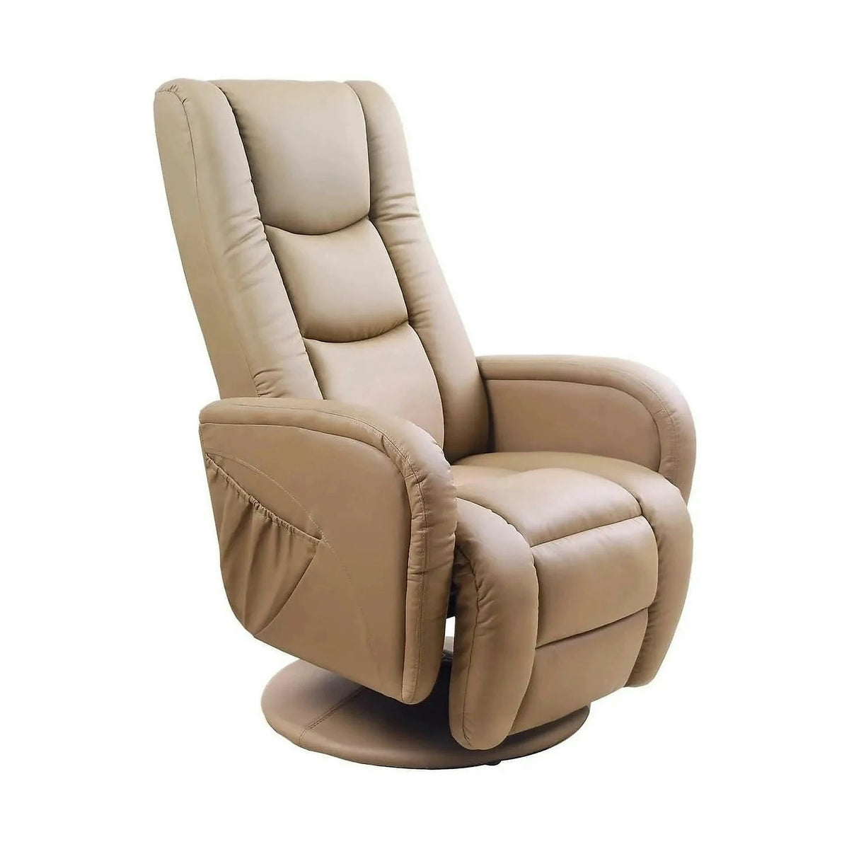 Fotoliu recliner PULSAR, bej, piele ecologica/metal, 68x85/135x85/106 cm